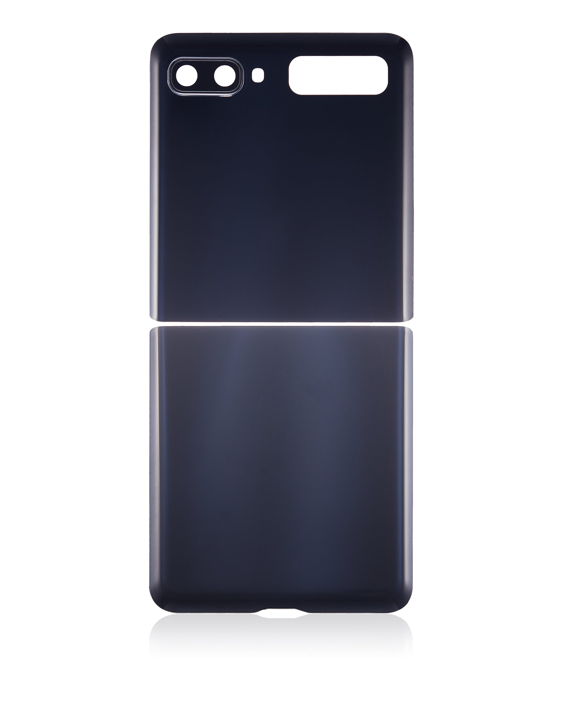 Top & Bottom Back Cover Glass With Camera Lens For Samsung Galaxy Z Flip 4G (F700) / Z Flip 5G (F707) (Aftermarket Plus) (Mirror Black) - Side View