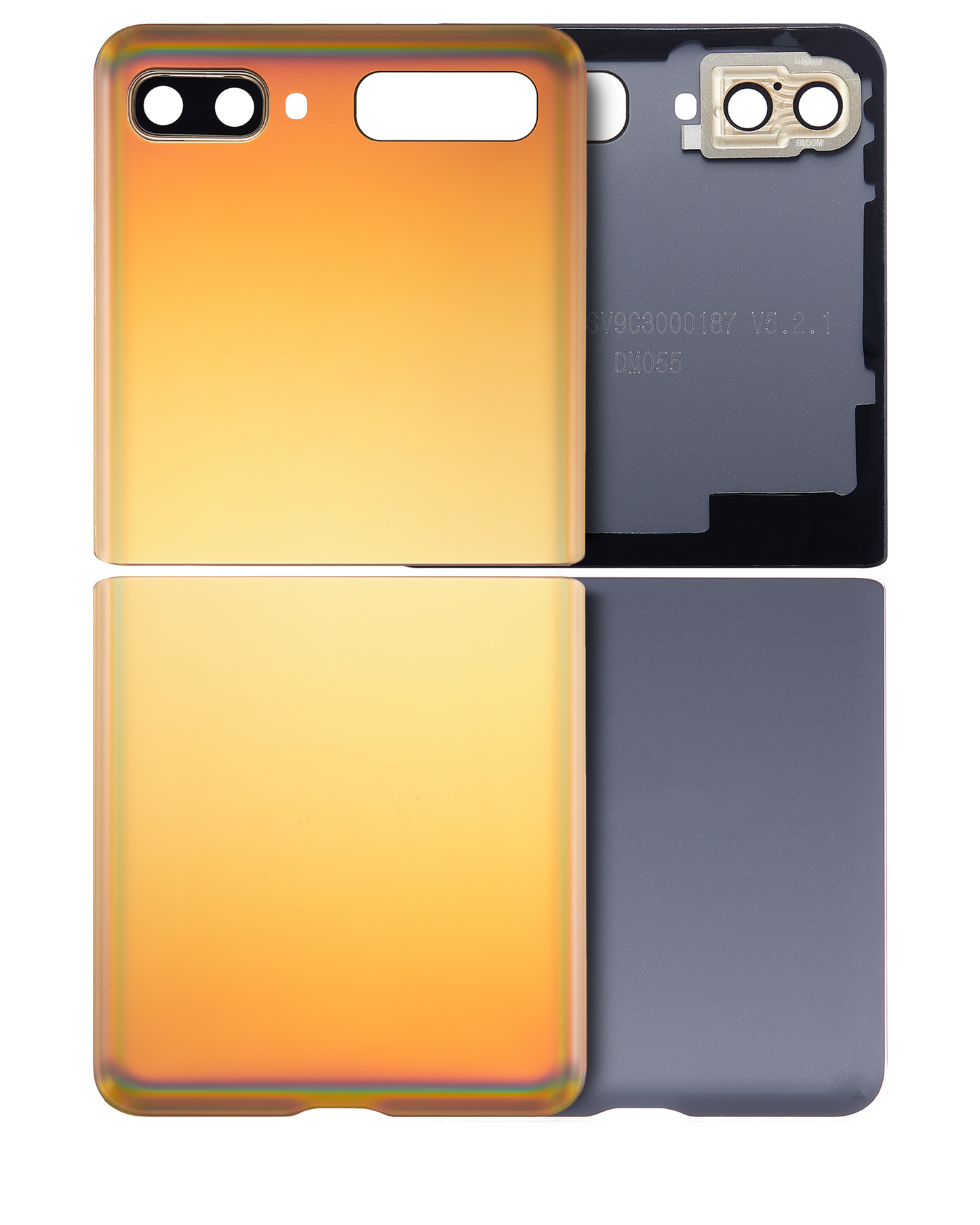 Top & Bottom Back Cover Glass With Camera Lens For Samsung Galaxy Z Flip 4G (F700) / Z Flip 5G (F707) (Aftermarket Plus) (Mirror Gold) - Main View