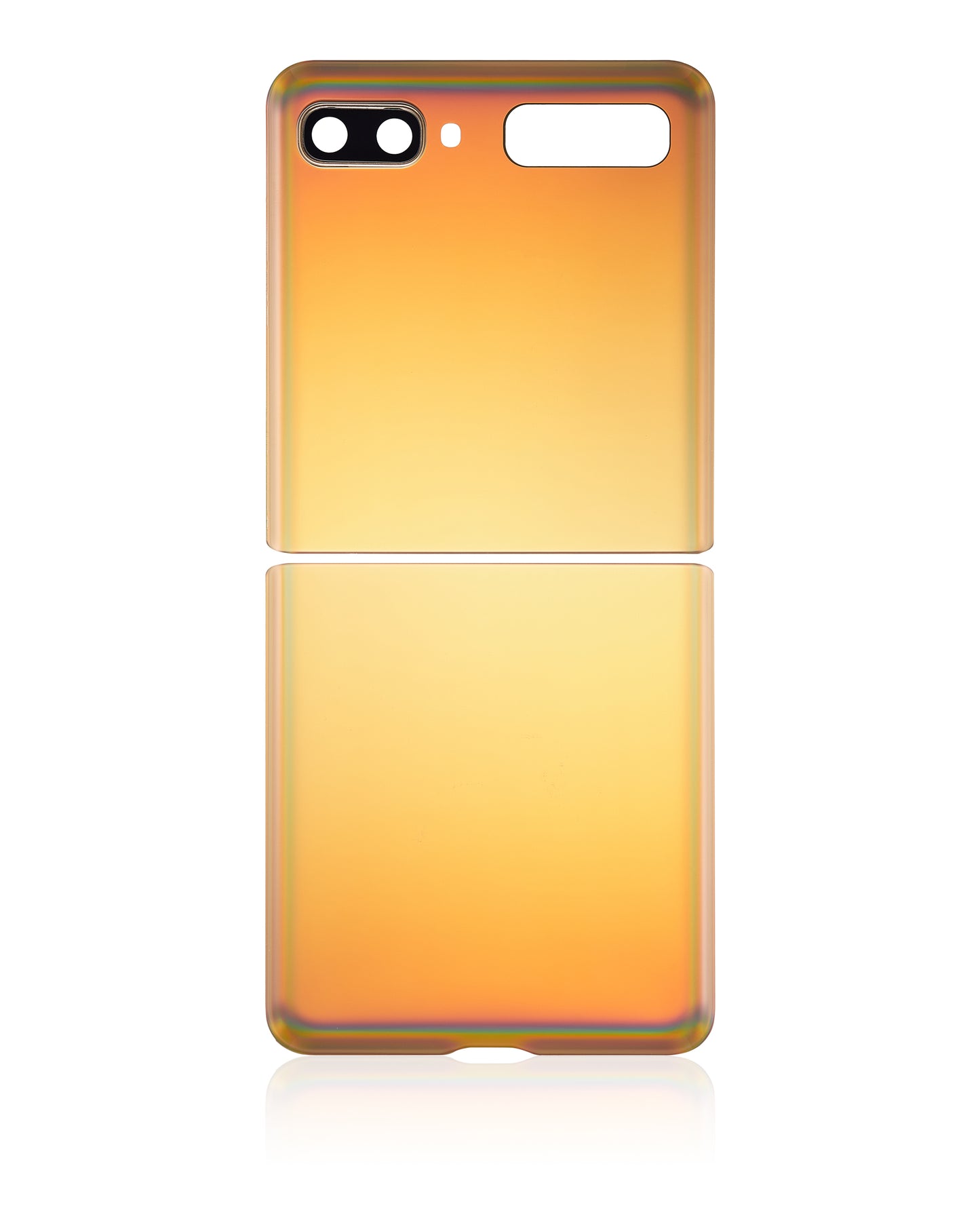Top & Bottom Back Cover Glass With Camera Lens For Samsung Galaxy Z Flip 4G (F700) / Z Flip 5G (F707) (Aftermarket Plus) (Mirror Gold) - Side View