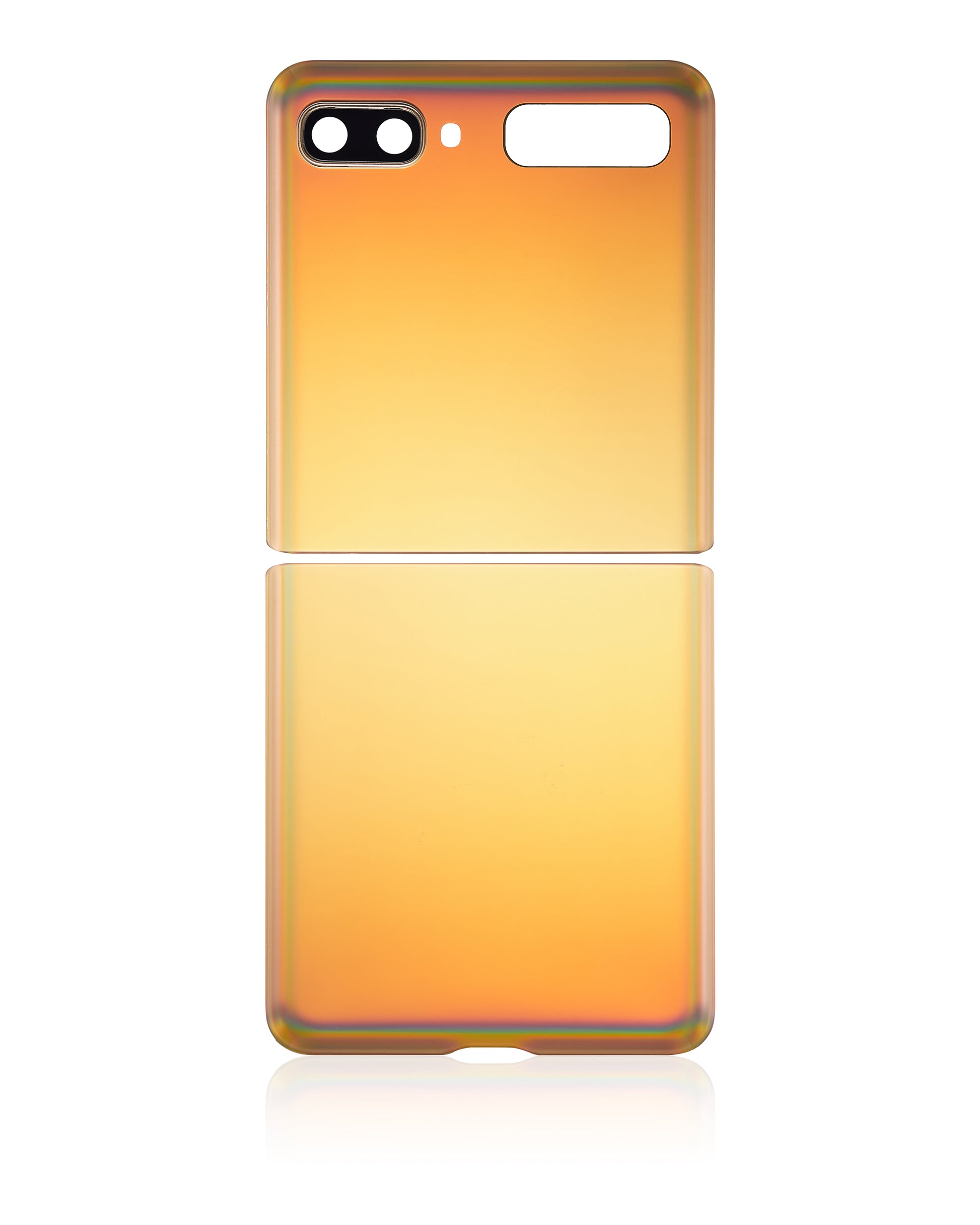 Top & Bottom Back Cover Glass With Camera Lens For Samsung Galaxy Z Flip 4G (F700) / Z Flip 5G (F707) (Aftermarket Plus) (Mirror Gold) - Side View