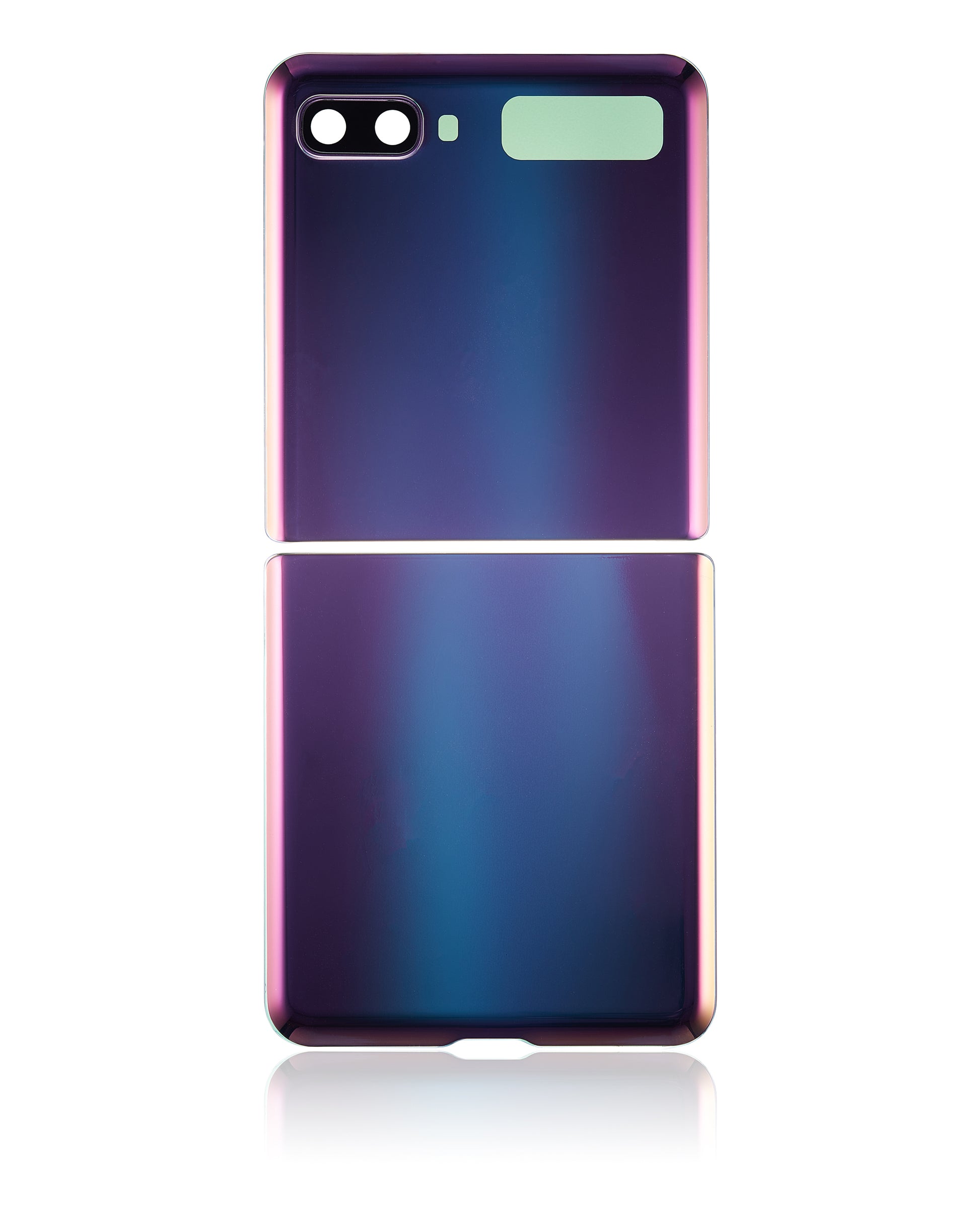 Top & Bottom Back Cover Glass With Camera Lens For Samsung Galaxy Z Flip 4G (F700) / Z Flip 5G (F707) (Aftermarket Plus) (Mirror Purple) - Side View