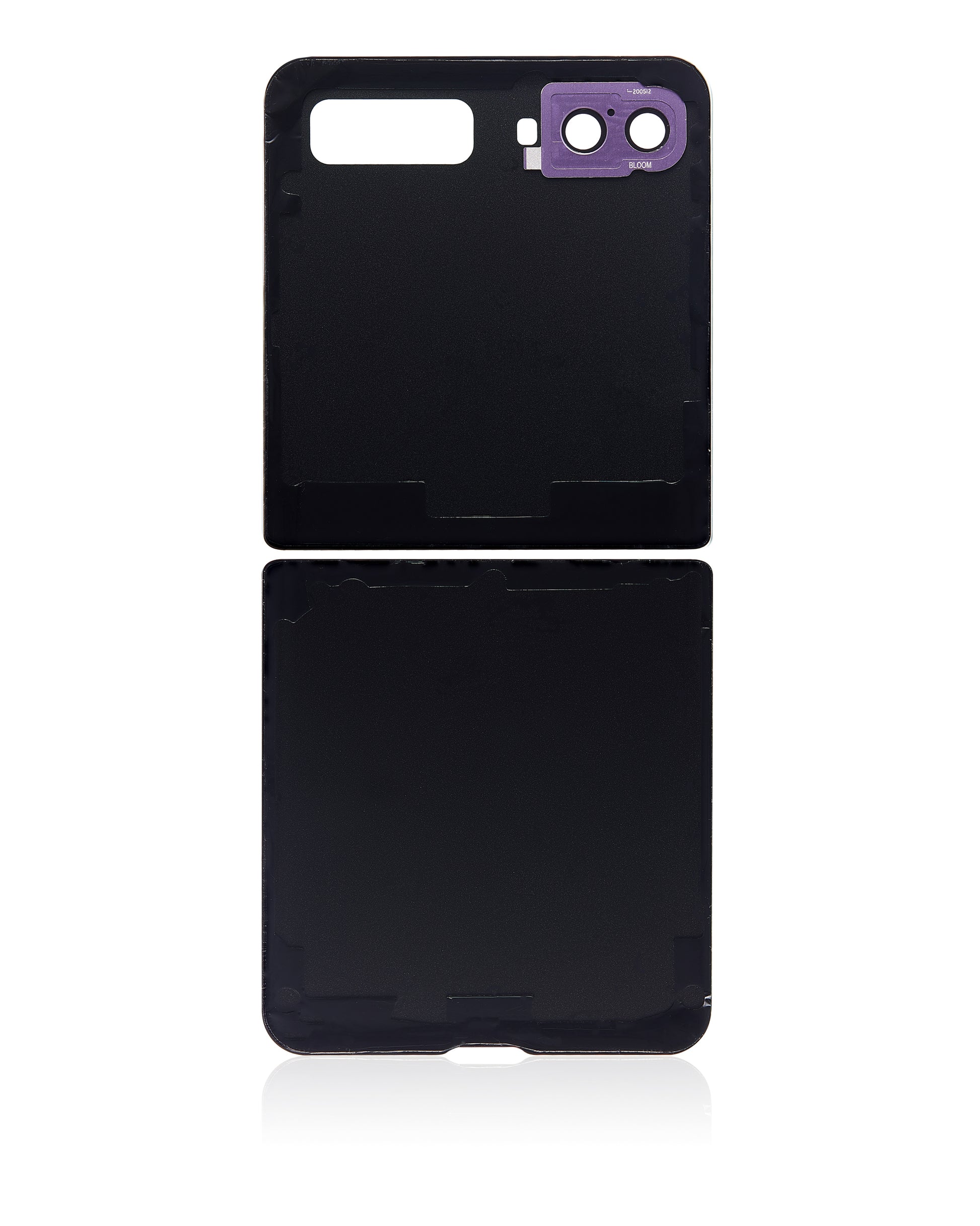 Top & Bottom Back Cover Glass With Camera Lens For Samsung Galaxy Z Flip 4G (F700) / Z Flip 5G (F707) (Aftermarket Plus) (Mirror Purple) - Back View