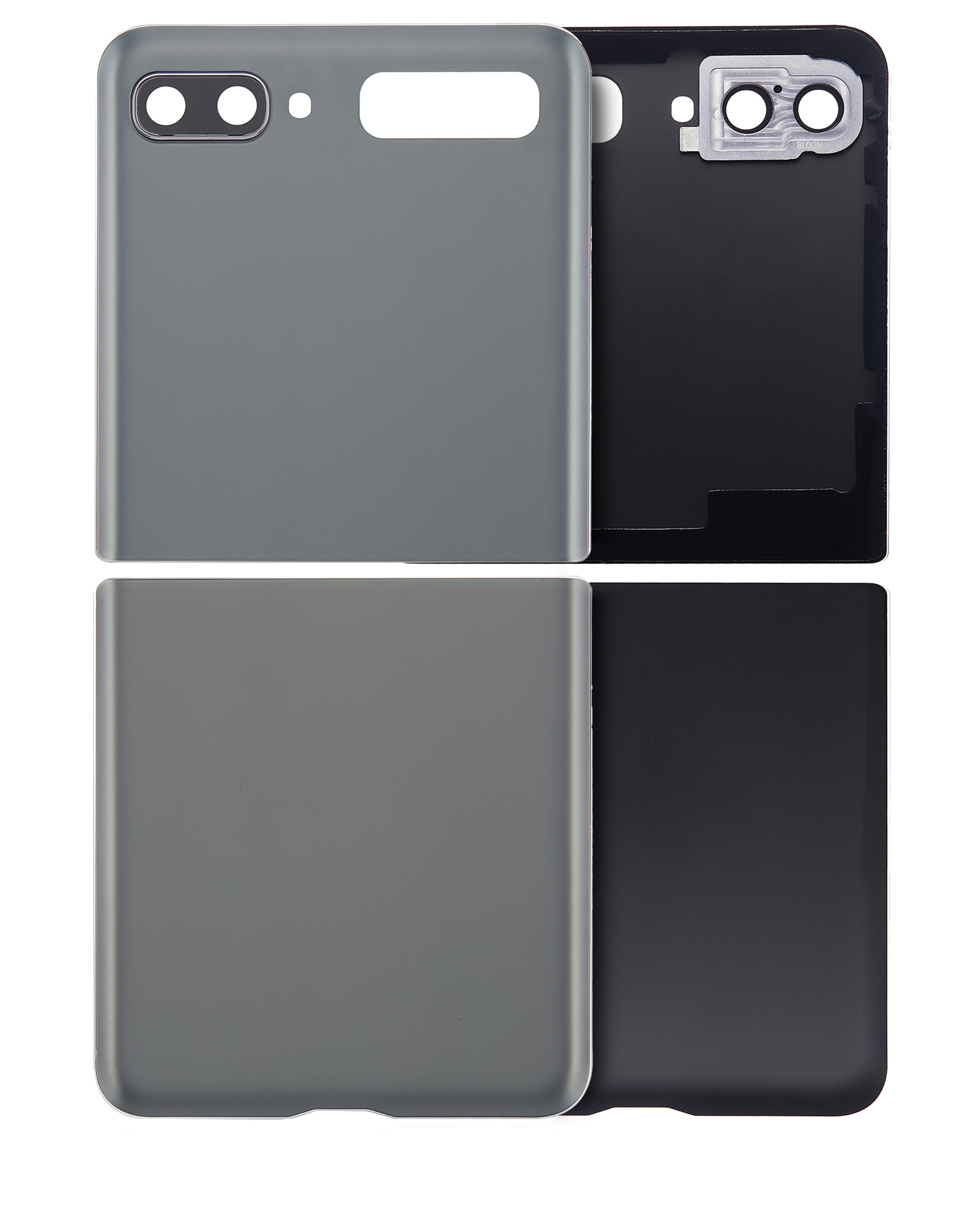 Top & Bottom Back Cover Glass With Camera Lens For Samsung Galaxy Z Flip 4G (F700) / Z Flip 5G (F707) (Aftermarket Plus) (Mystic Gray) - View 7