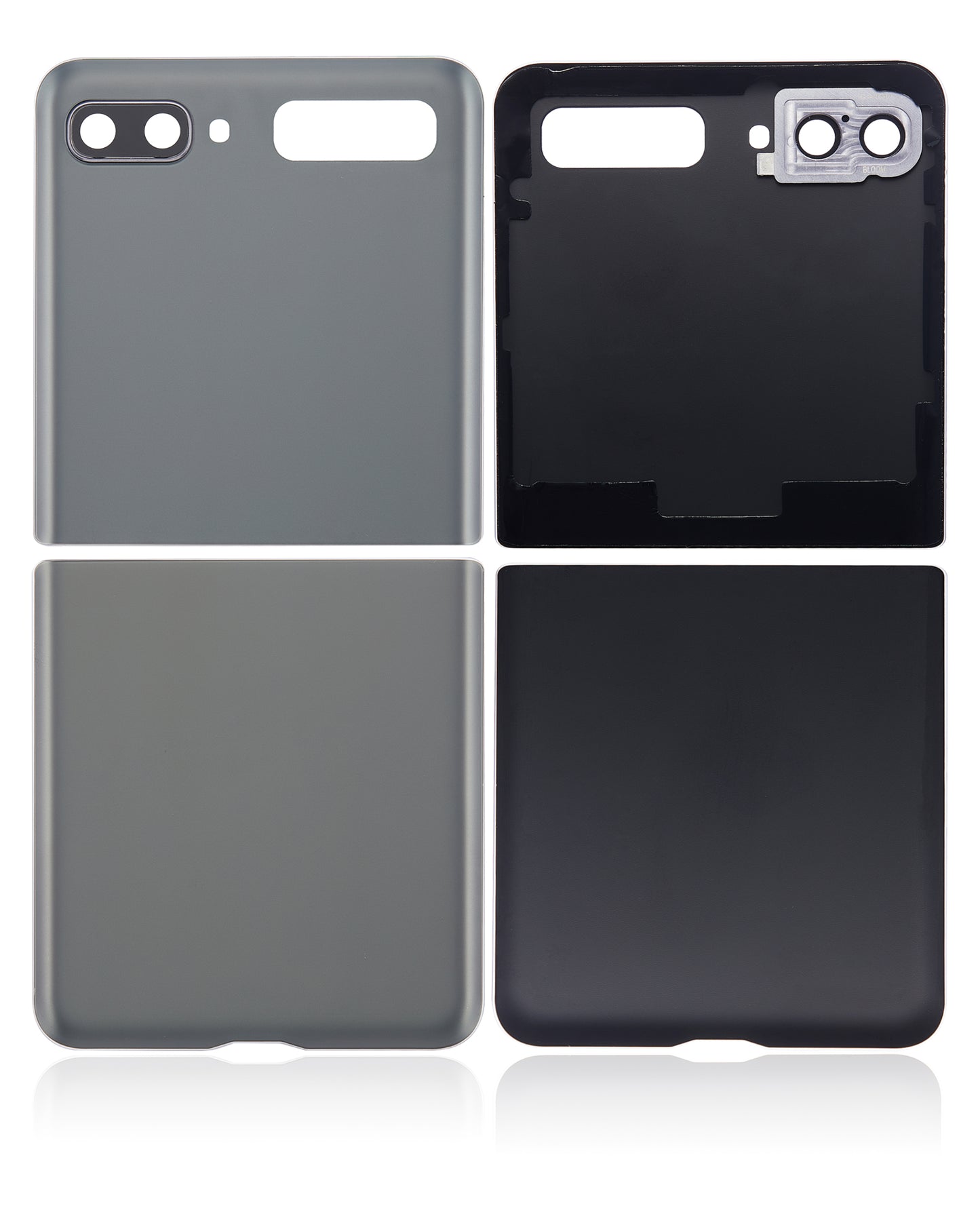 Top & Bottom Back Cover Glass With Camera Lens For Samsung Galaxy Z Flip 4G (F700) / Z Flip 5G (F707) (Aftermarket Plus) (Mystic Gray) - View 6