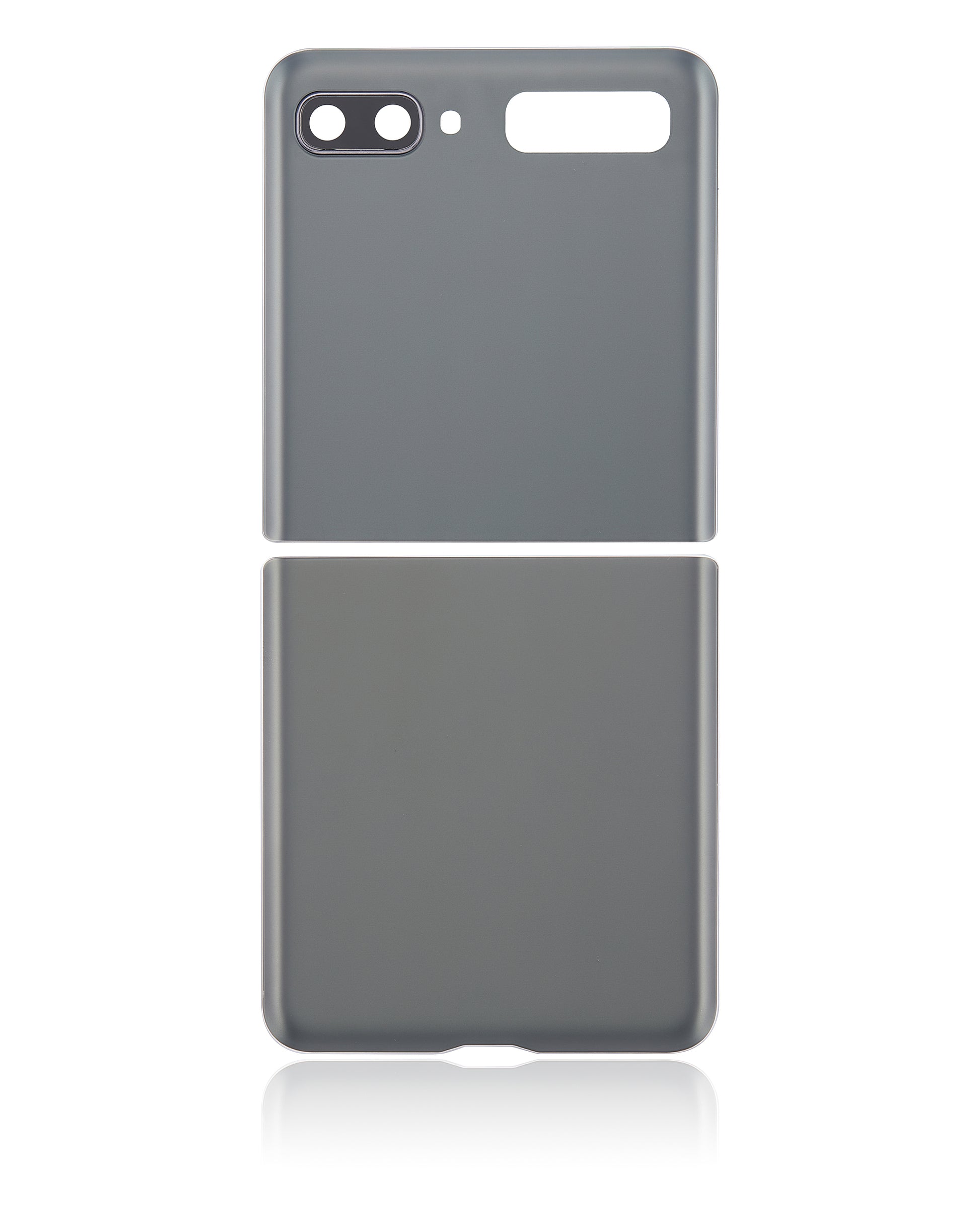 Top & Bottom Back Cover Glass With Camera Lens For Samsung Galaxy Z Flip 4G (F700) / Z Flip 5G (F707) (Aftermarket Plus) (Mystic Gray) - Side View