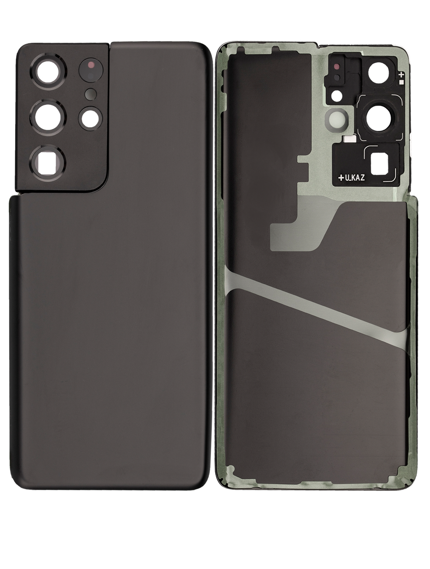 Back Cover Glass With Camera Lens For Samsung Galaxy S21 Ultra (No Logo) (Aftermarket Plus) (Phantom Black)