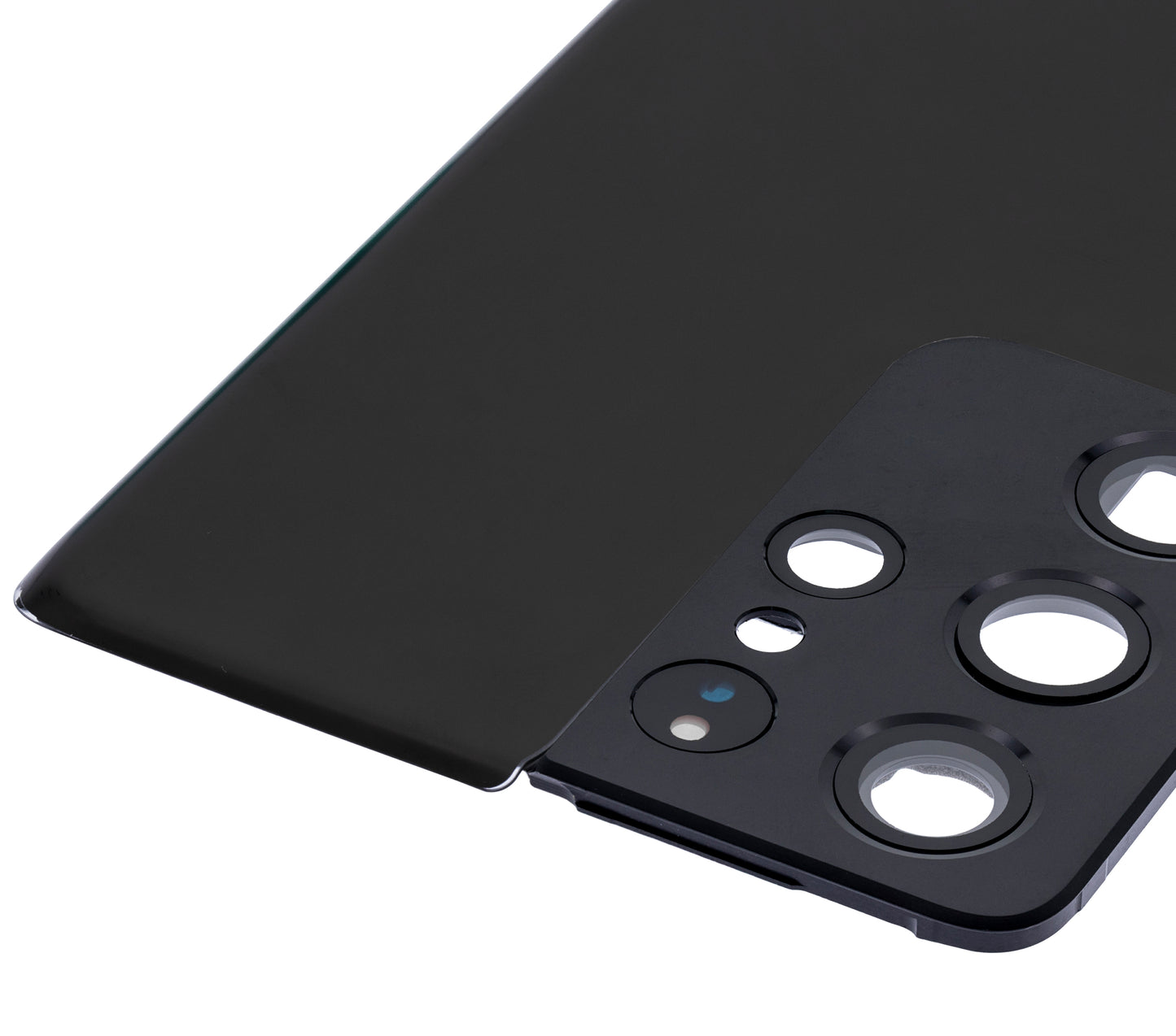 Back Cover Glass With Camera Lens For Samsung Galaxy S21 Ultra (No Logo) (Aftermarket Plus) (Phantom Black)
