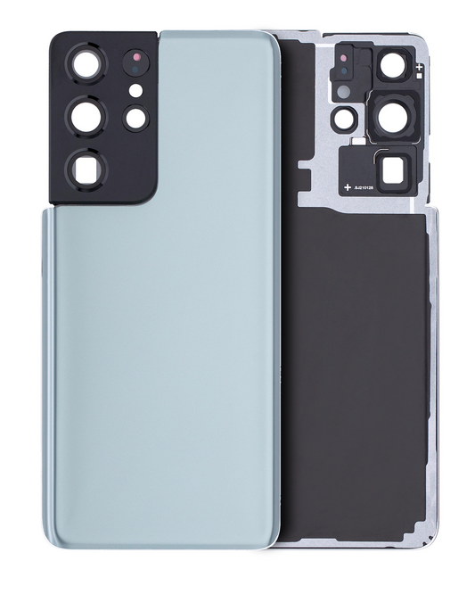 Back Cover Glass With Camera Lens For Samsung Galaxy S21 Ultra (No Logo) (Aftermarket Plus) (Phantom Titanium)