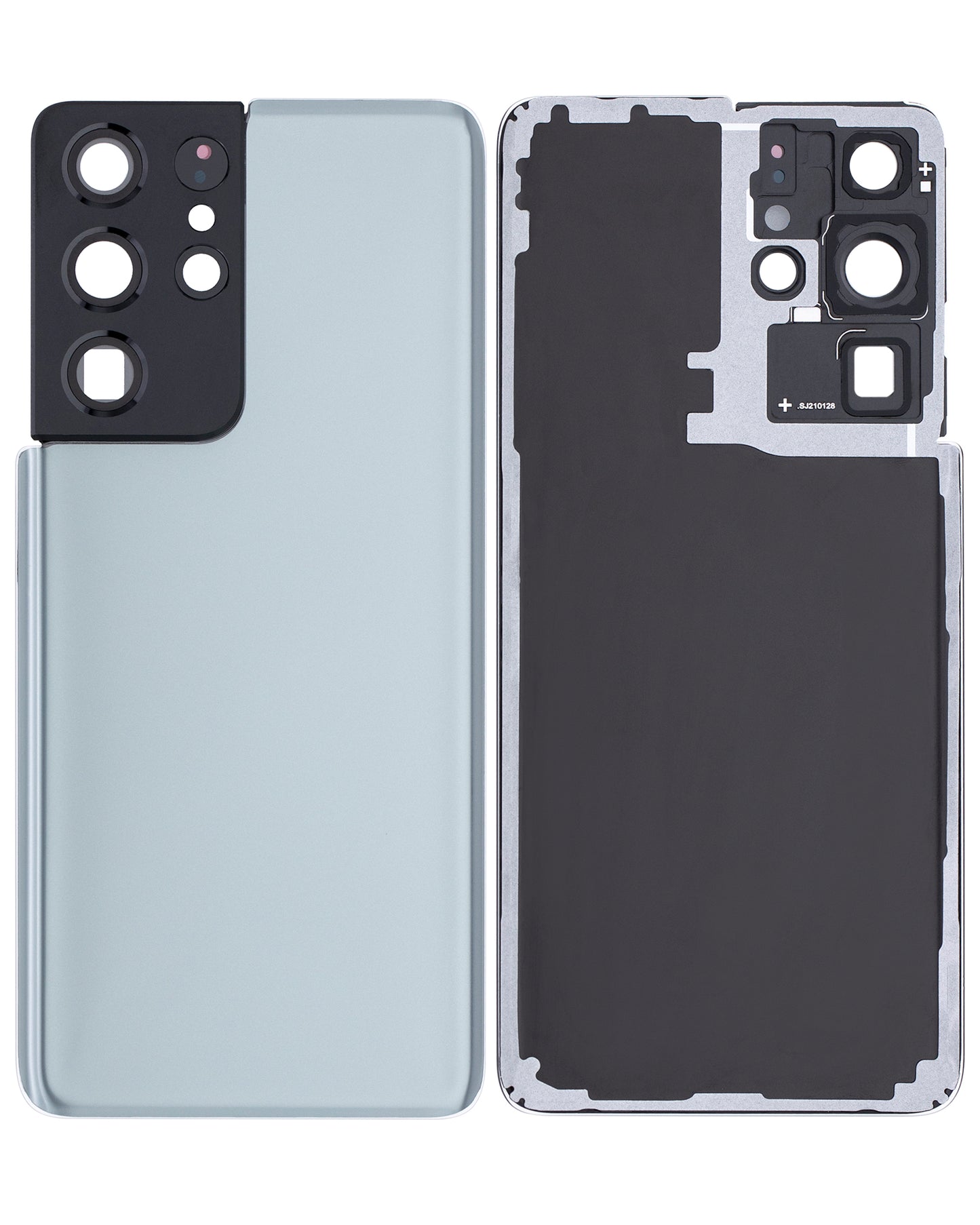 Back Cover Glass With Camera Lens For Samsung Galaxy S21 Ultra (No Logo) (Aftermarket Plus) (Phantom Titanium)