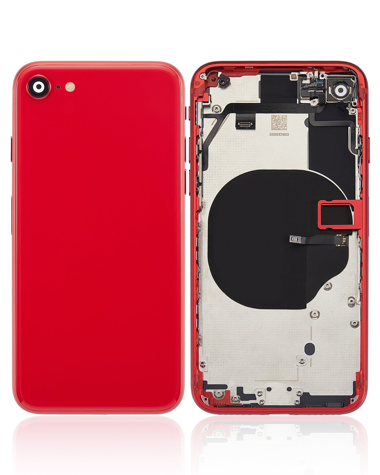 Back Housing W/ Small Components Pre-Installed For iPhone SE (2020) (No Logo) (Aftermarket Plus) (Red)
