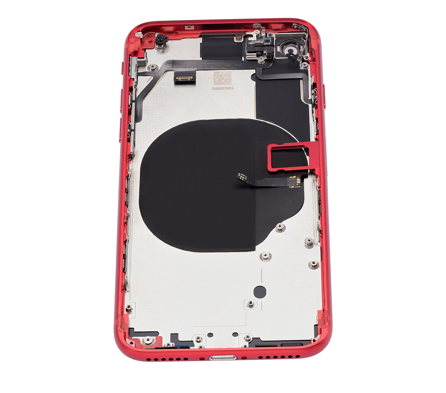 Back Housing W/ Small Components Pre-Installed For iPhone SE (2020) (No Logo) (Aftermarket Plus) (Red)