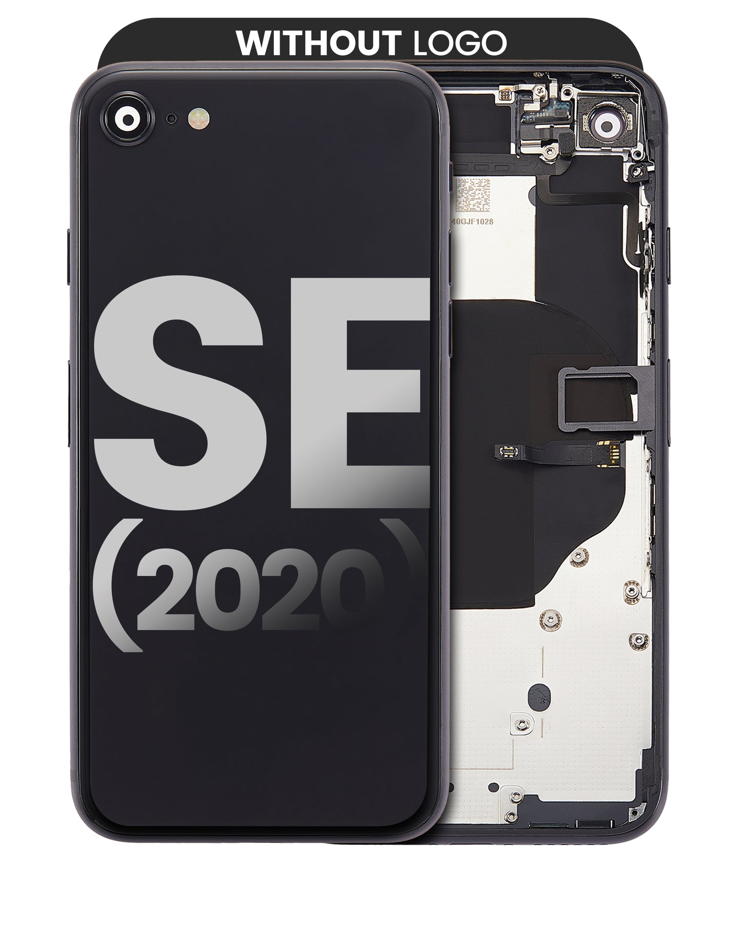 Back Housing W/ Small Components Pre-Installed For iPhone SE (2020) (No Logo) (Aftermarket Plus) (Black)