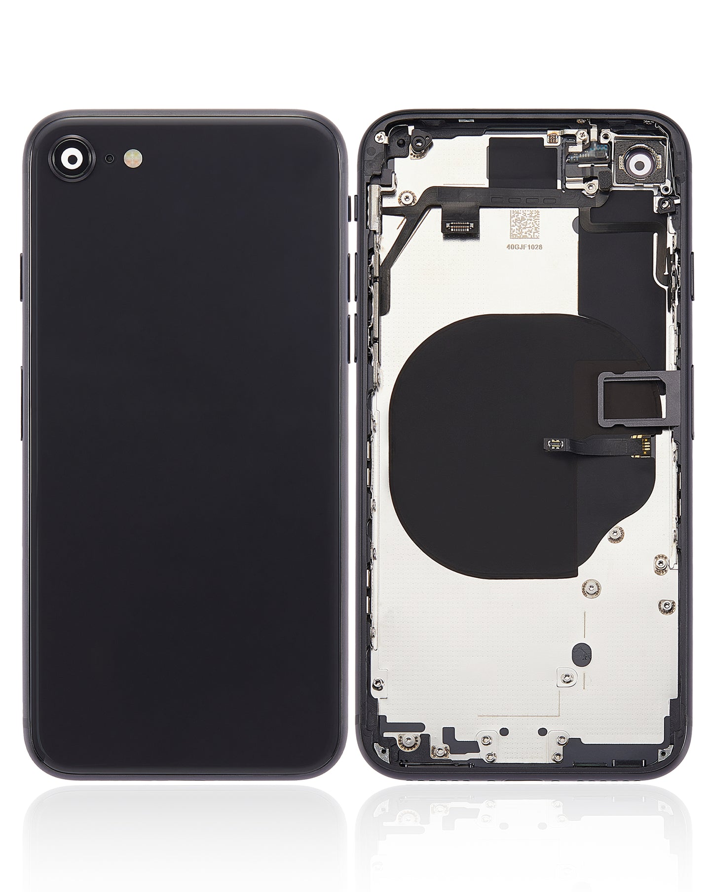 Back Housing W/ Small Components Pre-Installed For iPhone SE (2020) (No Logo) (Aftermarket Plus) (Black)