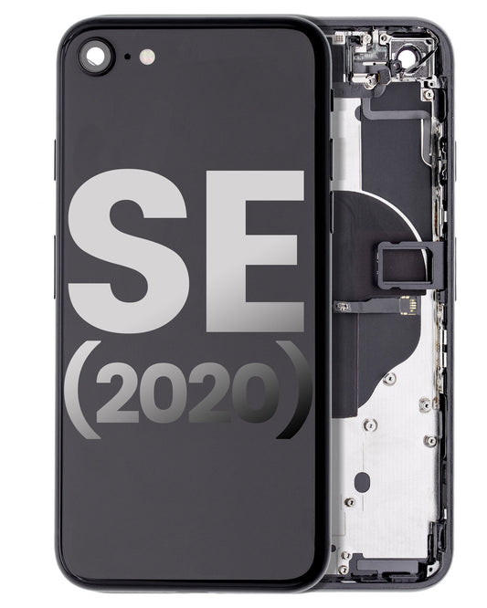 Back Housing W/ Small Components Pre-Installed For iPhone SE (2020) (Used OEM Pull: Grade A) (Black)