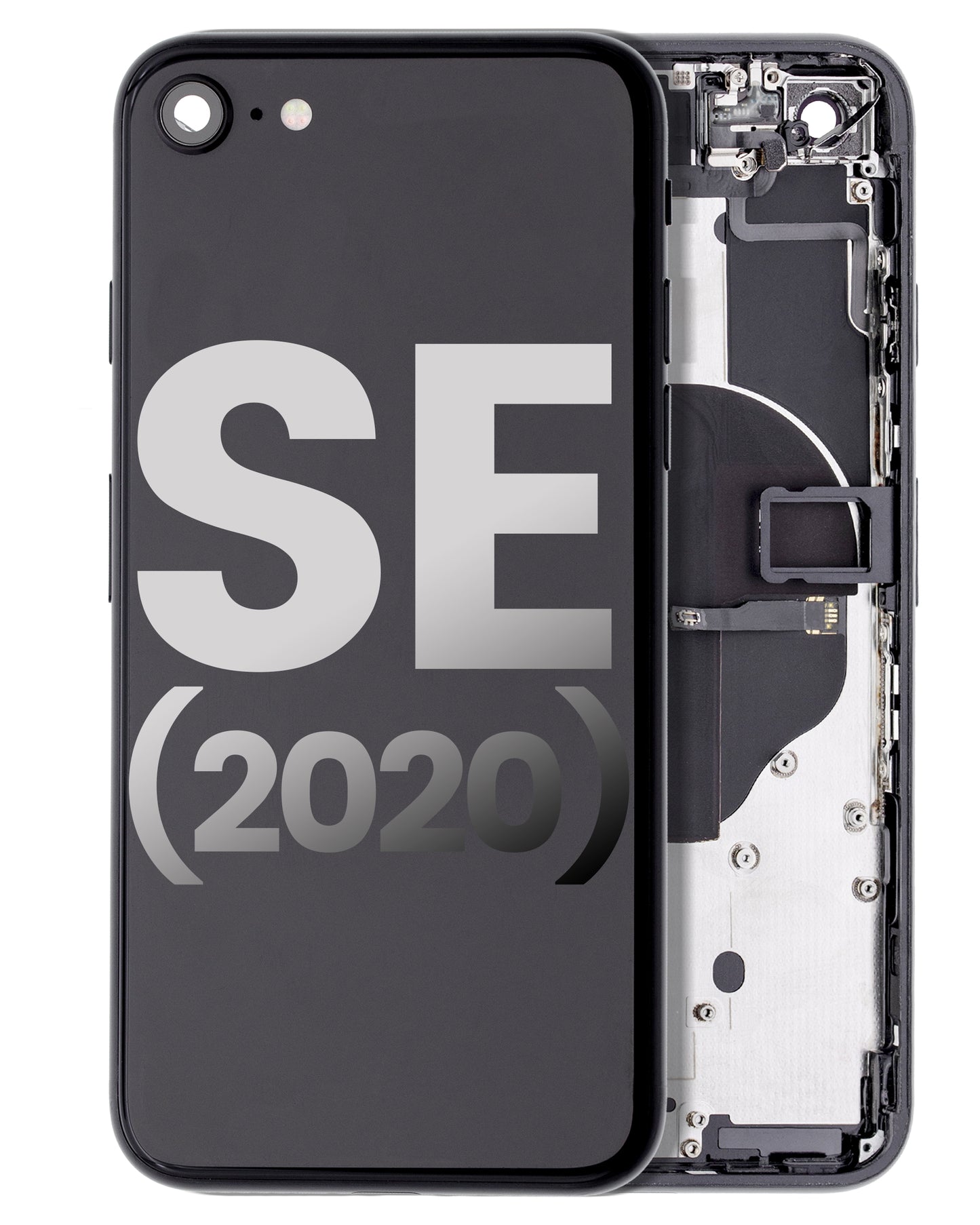 Back Housing W/ Small Components Pre-Installed For iPhone SE (2020) (Used OEM Pull: Grade C) (Black)