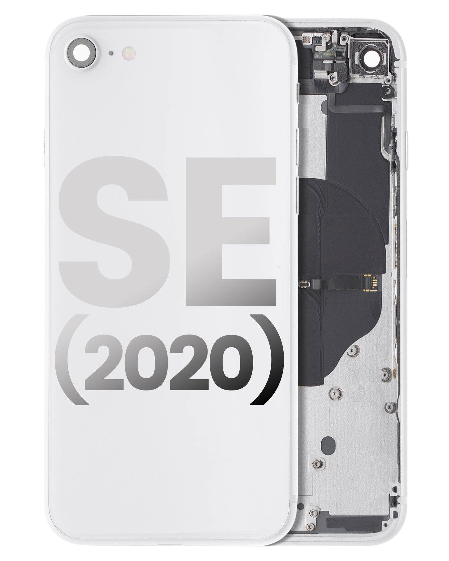 Back Housing W/ Small Components Pre-Installed For iPhone SE (2020) (Used OEM Pull: Grade B) (White)