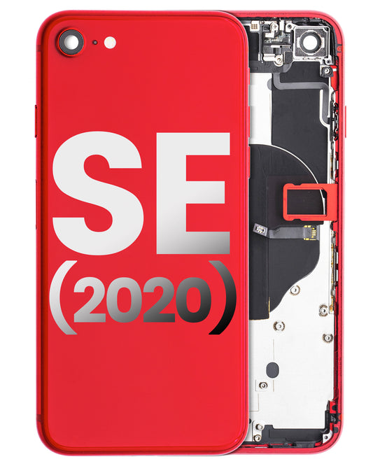 Back Housing W/ Small Components Pre-Installed For iPhone SE (2020) (Used OEM Pull: Grade B) (Red)
