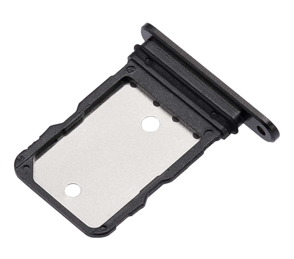 Single Sim Card Tray For Google Pixel 6 (Stormy Black) - phone repair part close-up