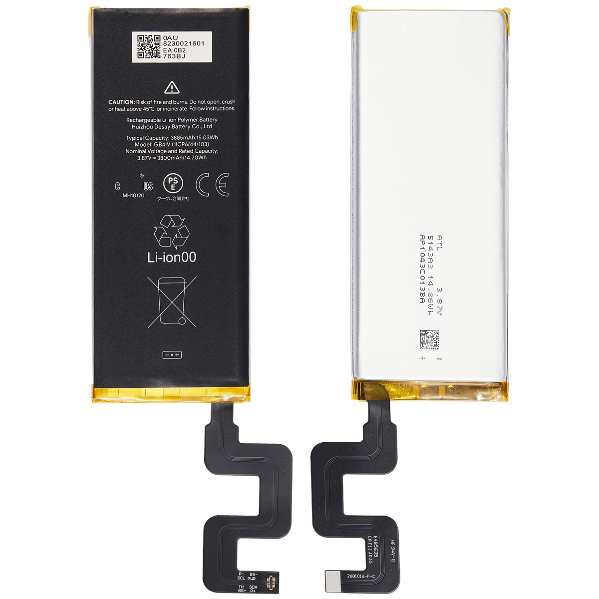 Replacement Battery For Google Pixel 4A 5G (Verizon 5G UW Only) (GB4IV) - repair component detailed angle