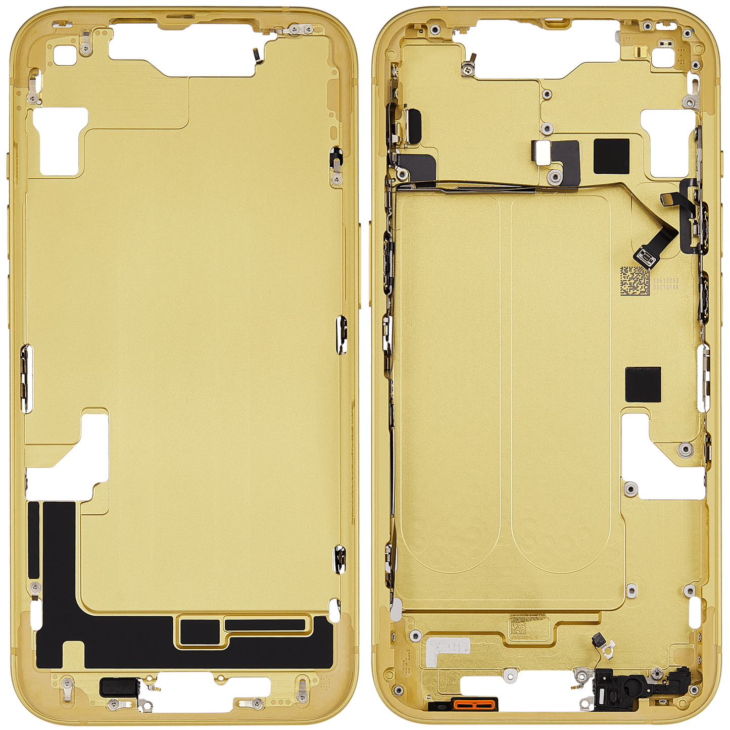 Mid-Frame Housing W/ Small Parts For iPhone 14 (US Version) (Used OEM Pull: Grade A) (Yellow)