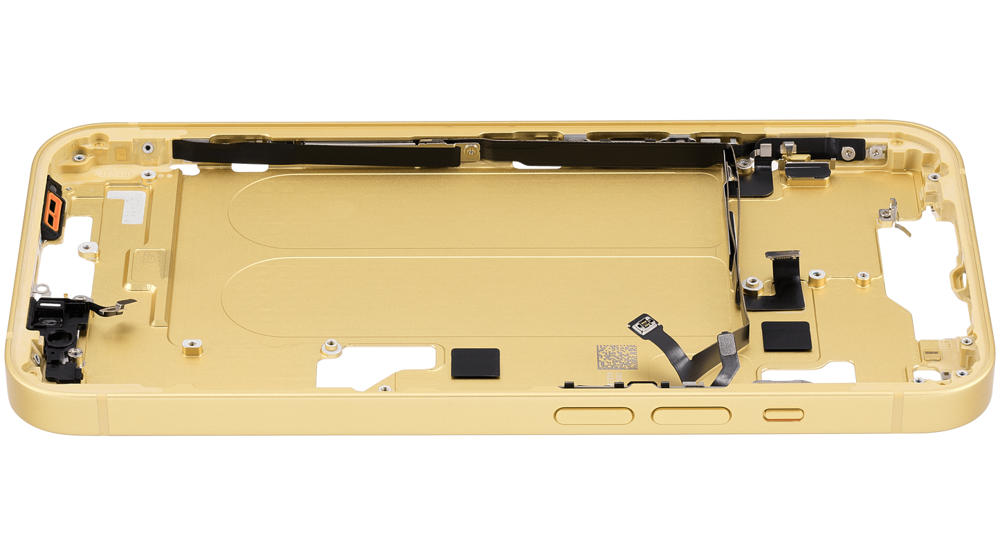 Mid-Frame Housing W/ Small Parts For iPhone 14 (US Version) (Used OEM Pull: Grade A) (Yellow)