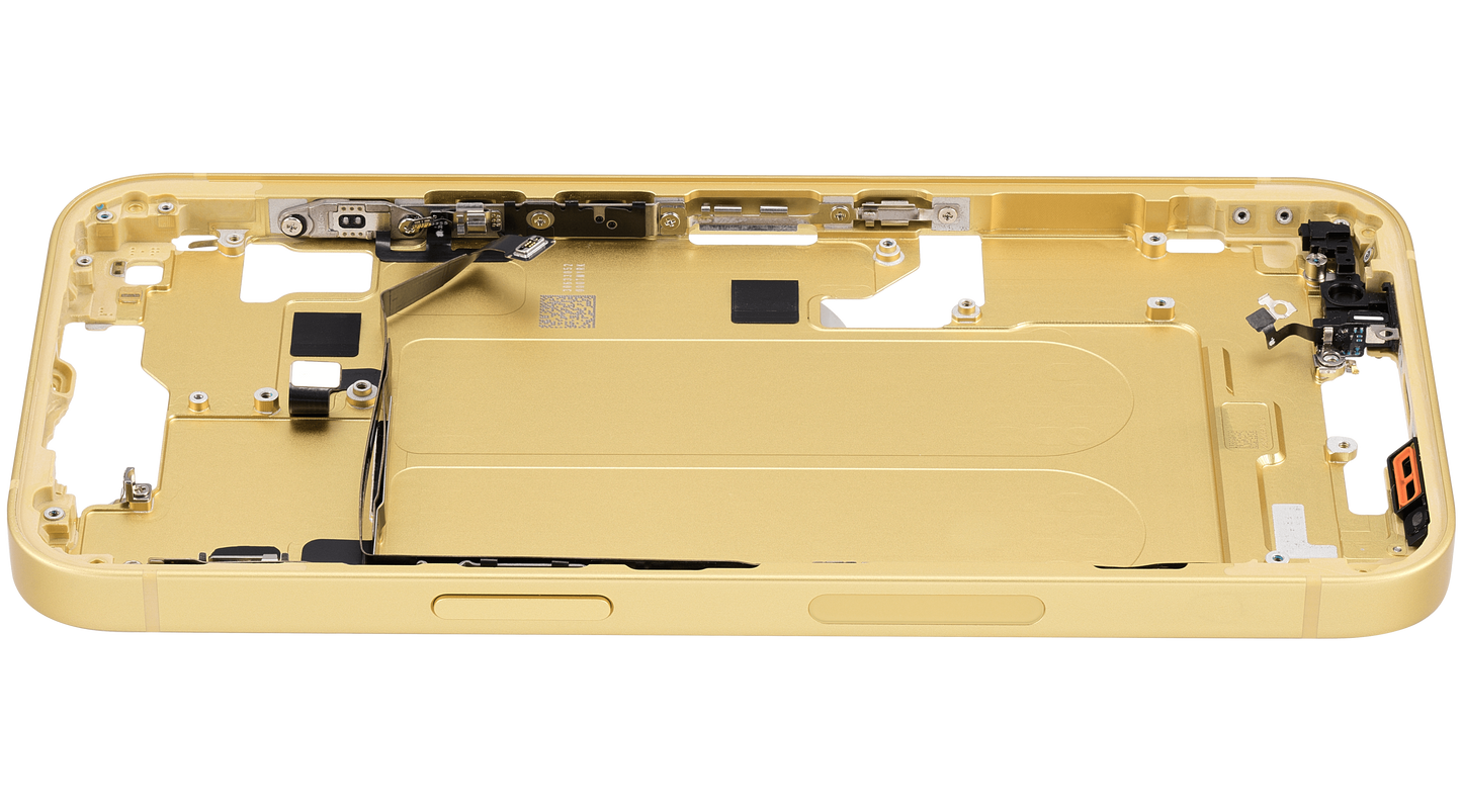 Mid-Frame Housing W/ Small Parts For iPhone 14 (US Version) (Used OEM Pull: Grade A) (Yellow)