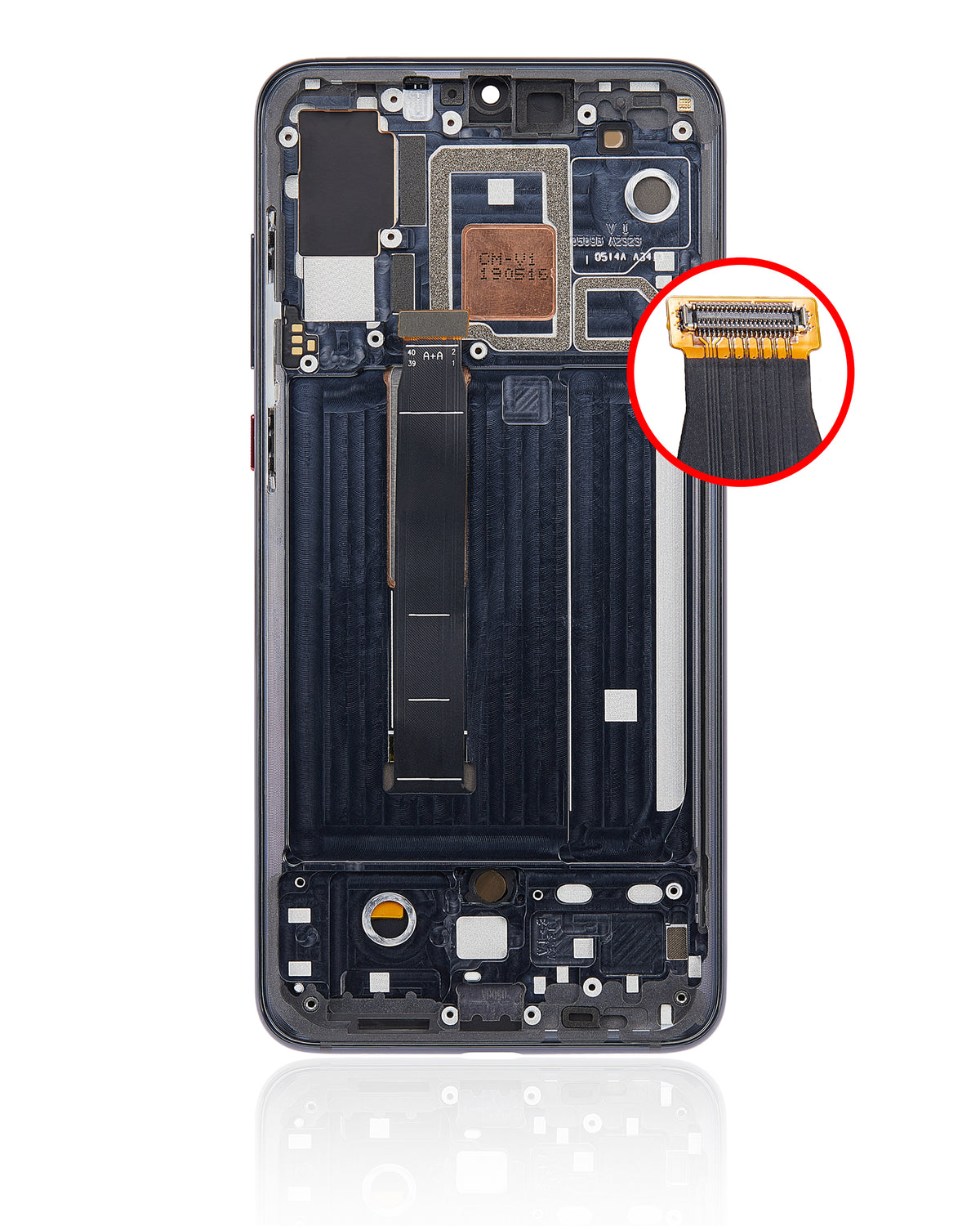 OLED Assembly With Frame For Xiaomi Mi 9 Pro (Aftermarket Plus) (Titanium Black) - repair part close detail image SKU 107082113603 - image 8