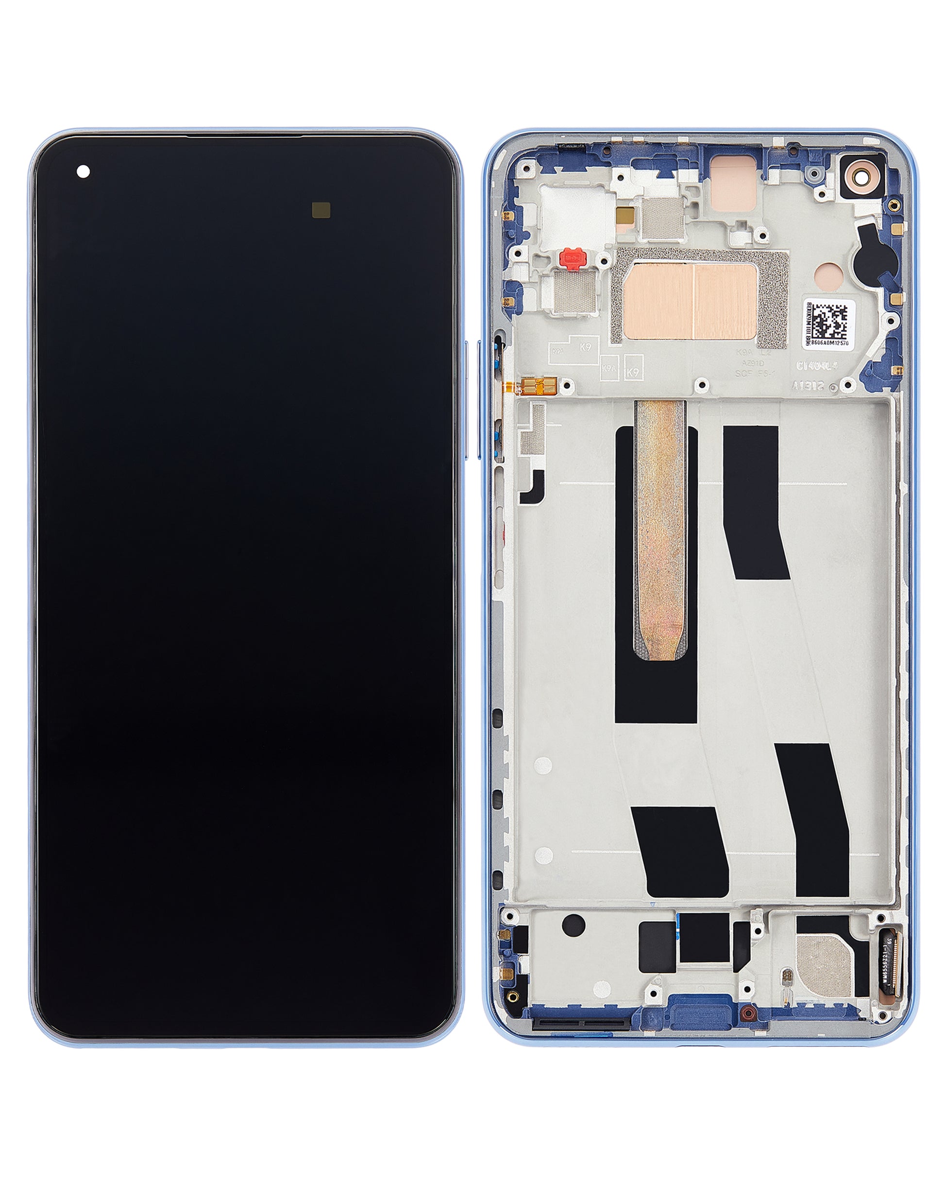 OLED Assembly With Frame For Xiaomi Mi 11 Lite / Xiaomi Mi 11 Lite 5G (Aftermarket Plus) (Bubblegum Blue) - device repair spare component image SKU 107082114602 - image 6