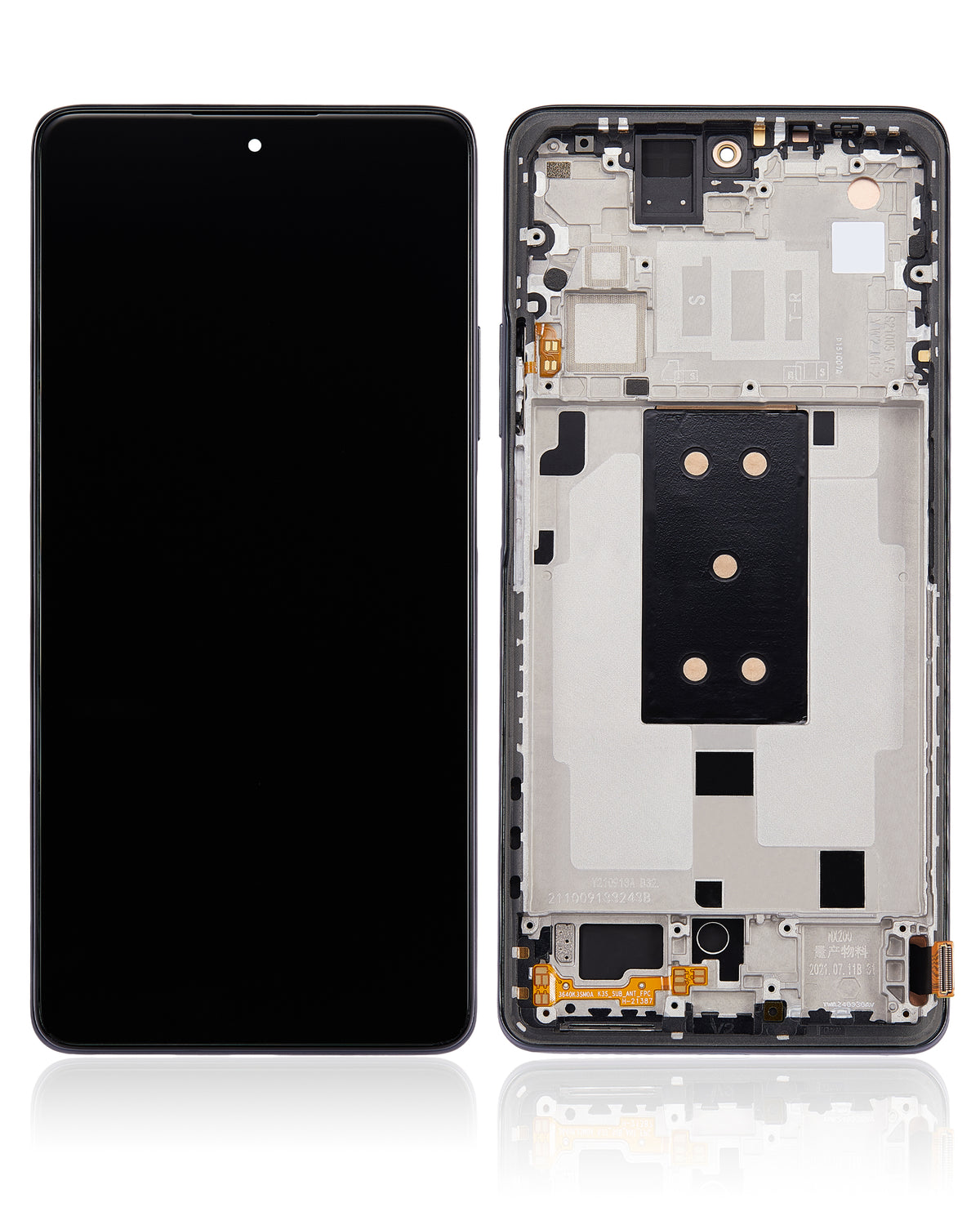 OLED Assembly With Frame For Xiaomi 11T / 11T Pro (Refurbished) (Meteorite Gray) – phone repair part product angle – OLED Display Replacement for phone repair