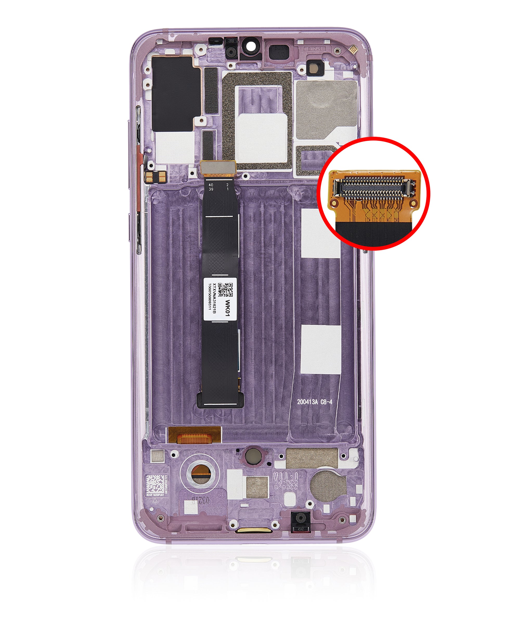 OLED Assembly With Frame For Xiaomi Mi 9 (Refurbished) (Lavender Violet) - repair part close detail image SKU 107082126308 - image 8