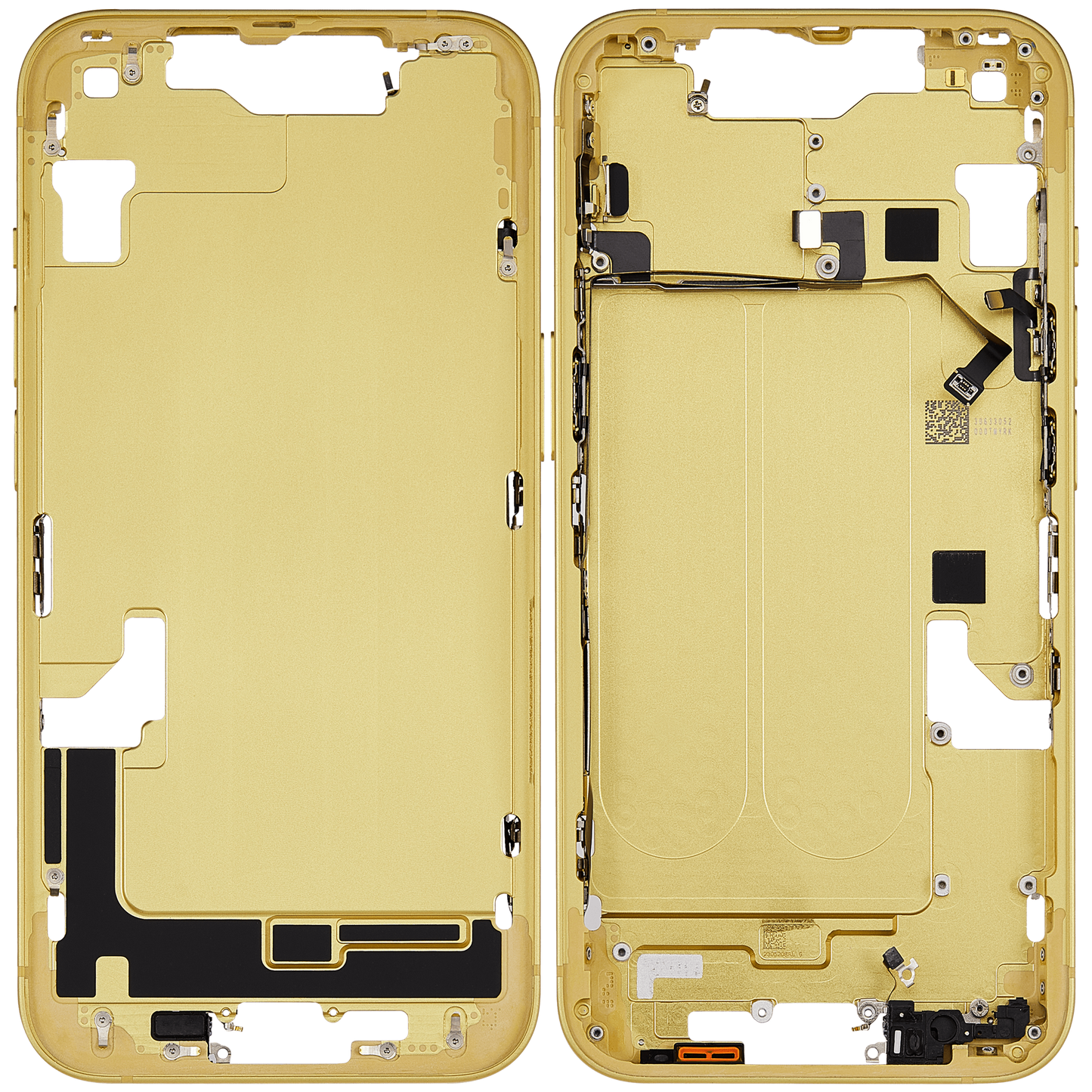 Mid-Frame Housing W/ Small Parts For iPhone 14 (US Version) (Used OEM Pull: Grade B) (Yellow)