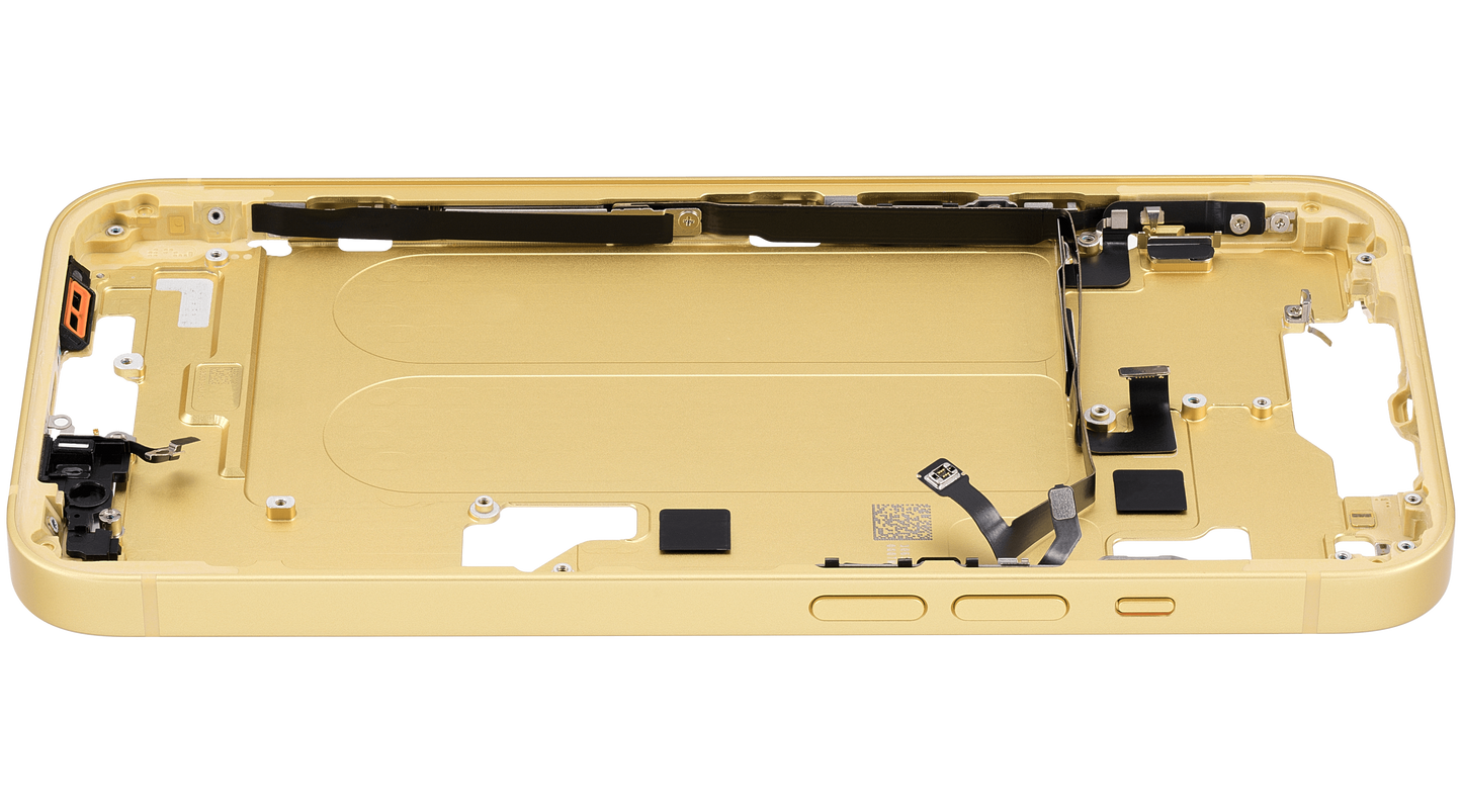Mid-Frame Housing W/ Small Parts For iPhone 14 (US Version) (Used OEM Pull: Grade C) (Yellow)