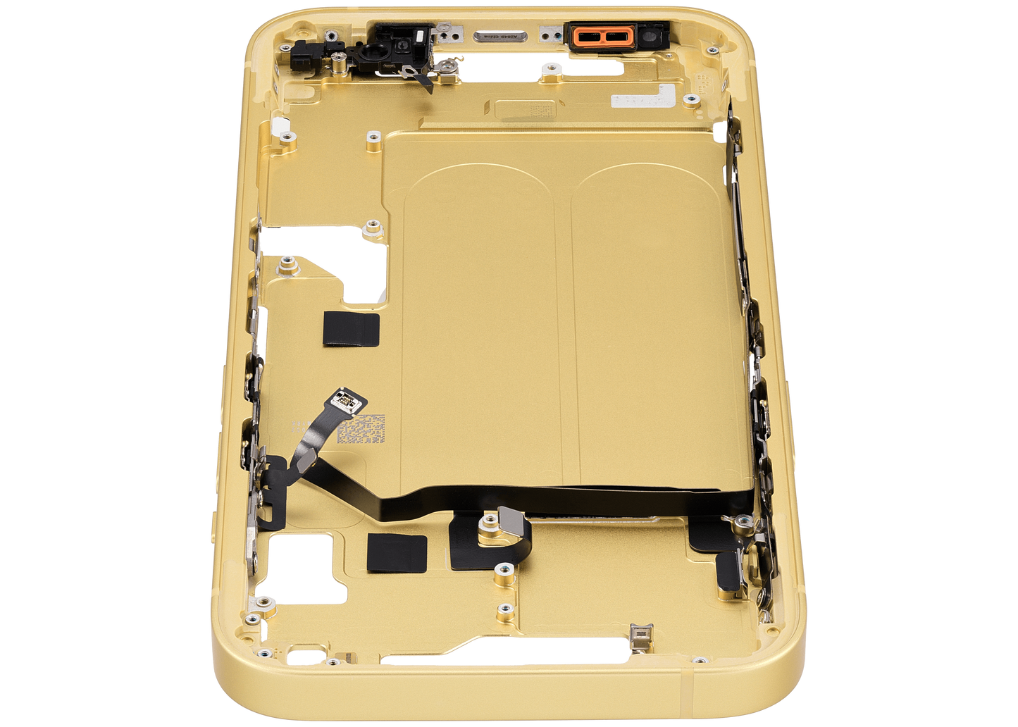 Mid-Frame Housing W/ Small Parts For iPhone 14 (US Version) (Used OEM Pull: Grade C) (Yellow)