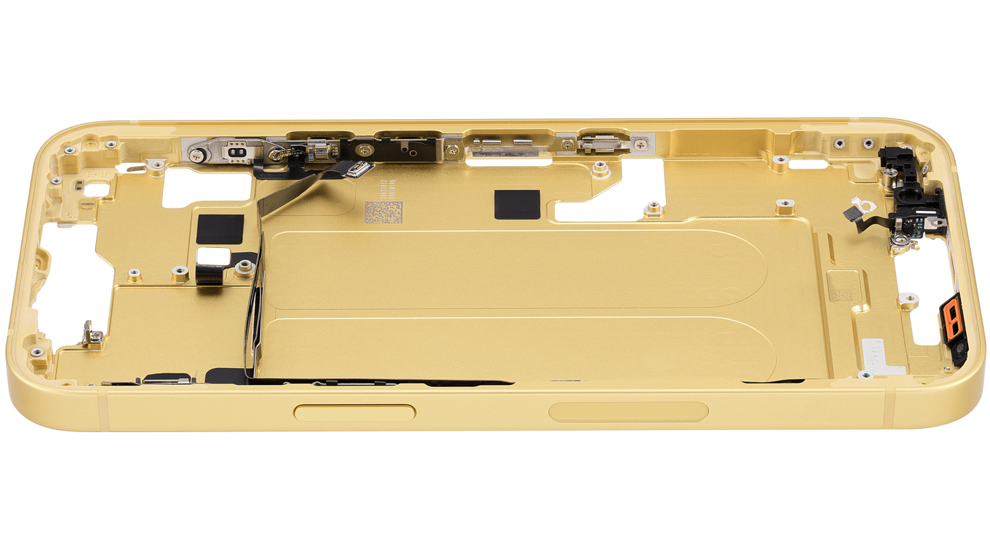 Mid-Frame Housing W/ Small Parts For iPhone 14 (US Version) (Used OEM Pull: Grade C) (Yellow)