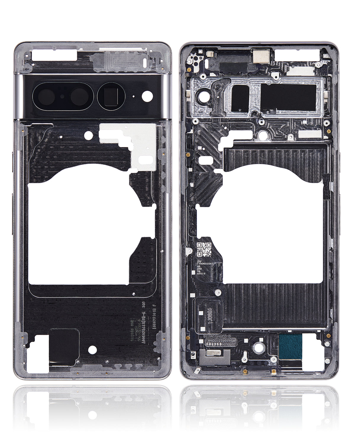 Mid-Frame Housing For Google Pixel 7 Pro (Obsidian) - repair component detailed angle