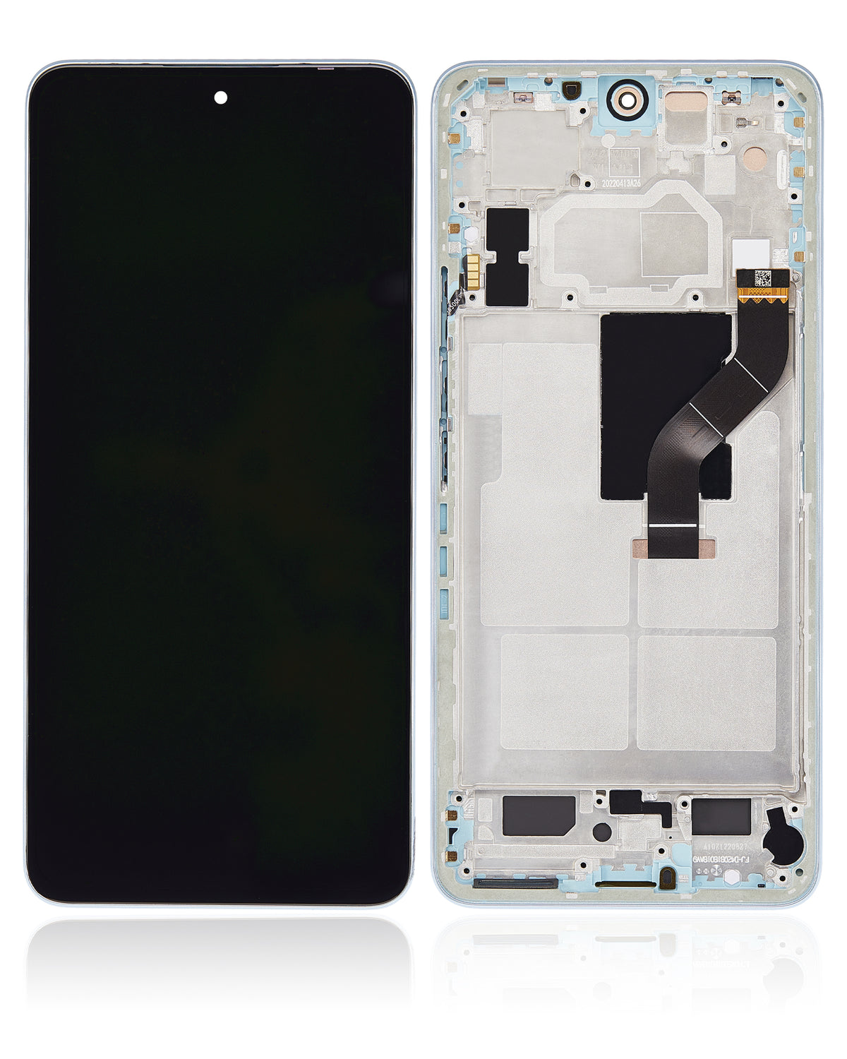 OLED Assembly With Frame For Xiaomi 12 Lite (Refurbished) (Lite Green) – phone repair part product angle – OLED Display Replacement for phone repair