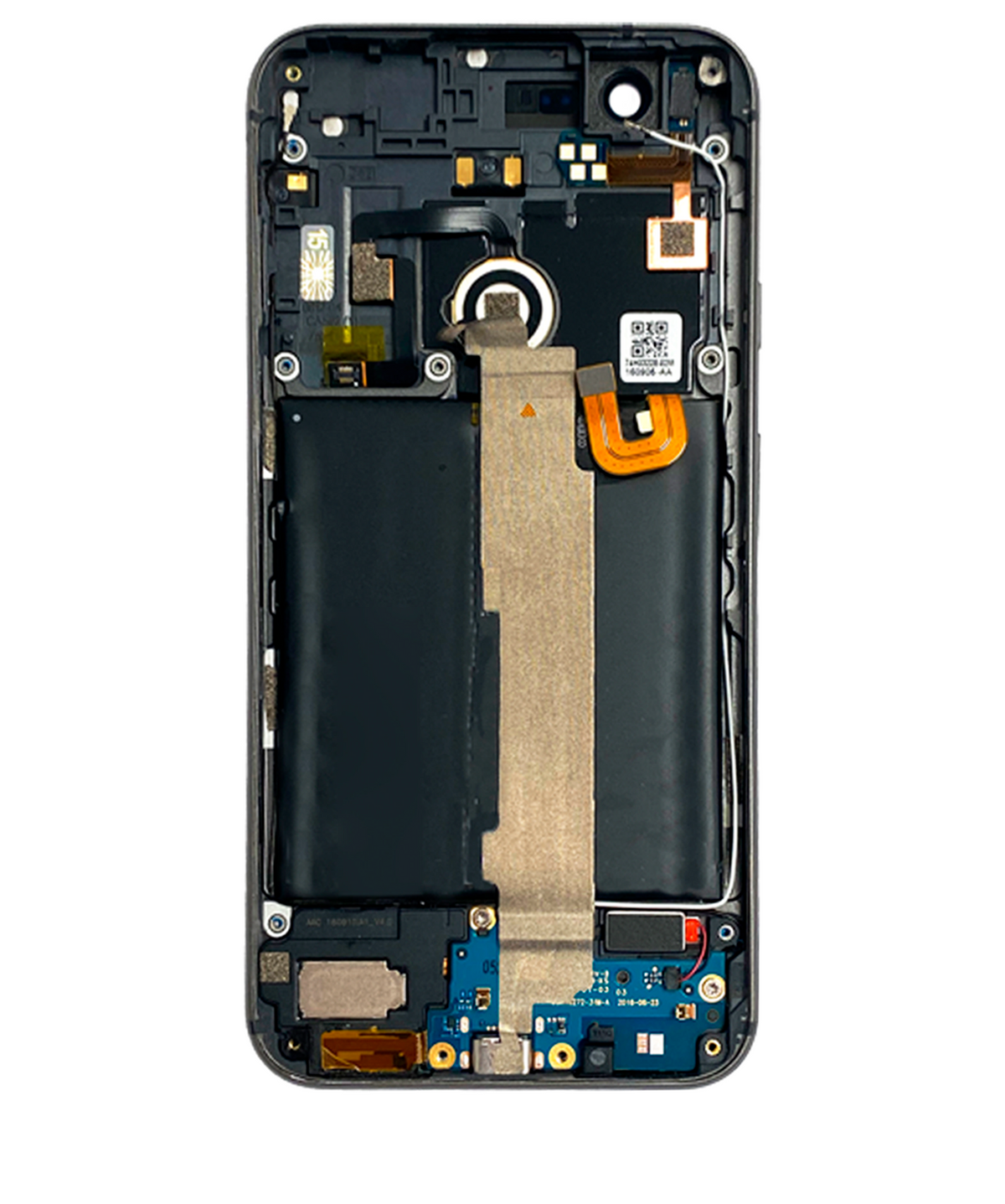 Back Housing W/ Small Components Pre-Installed For Google Pixel XL (Used OEM Pull: Grade A) (Black) - repair component alternate view