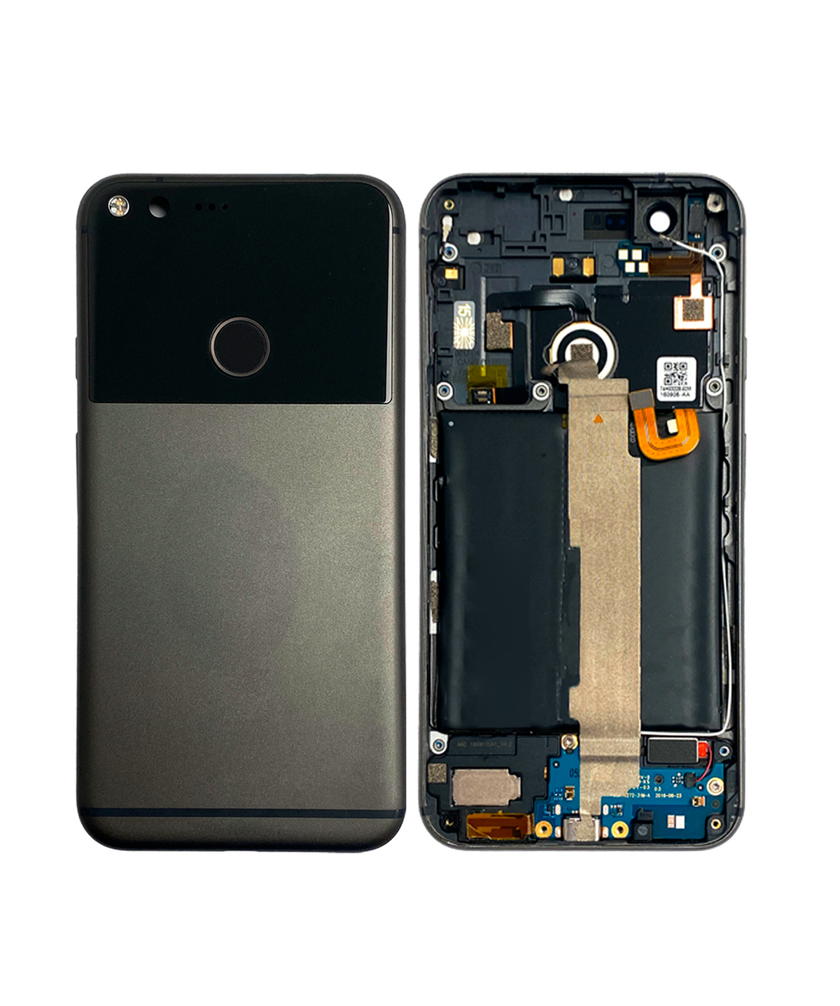 Back Housing W/ Small Components Pre-Installed For Google Pixel XL (Used OEM Pull: Grade A) (Black) - phone repair part close-up