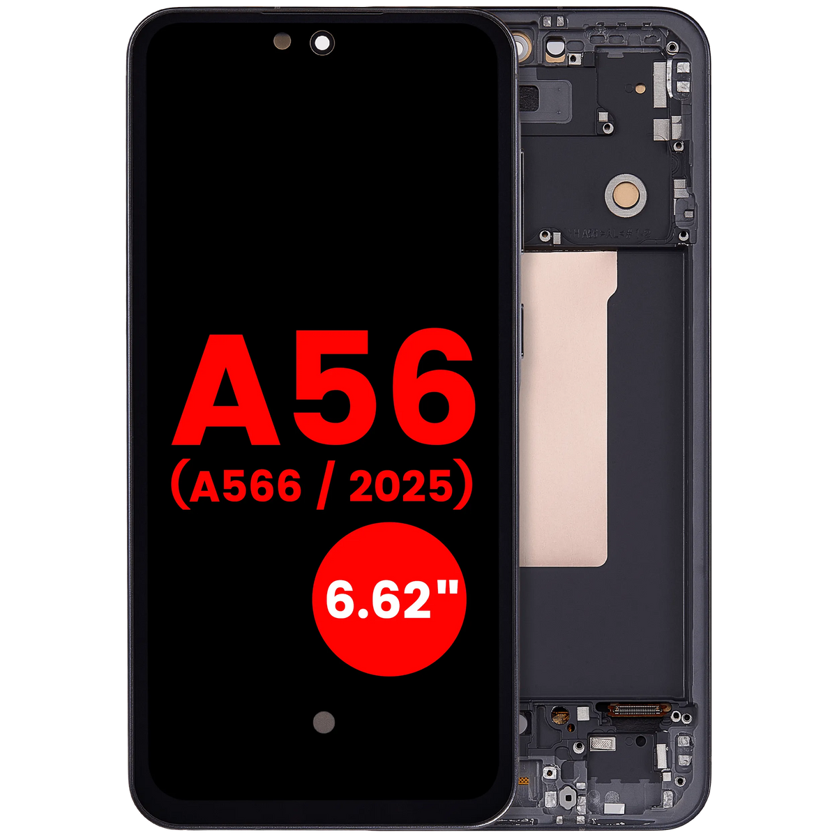 OLED Assembly With Frame For Samsung Galaxy A56 5G (A566 / 2025) (6.62") (Aftermarket Plus) (Graphite) - product image 1