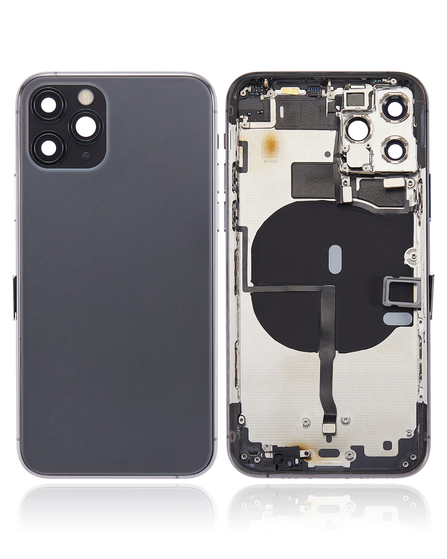 Back Housing W/ Small Components Pre-Installed For iPhone 11 Pro (No Logo) (Aftermarket Plus) (Space Gray)