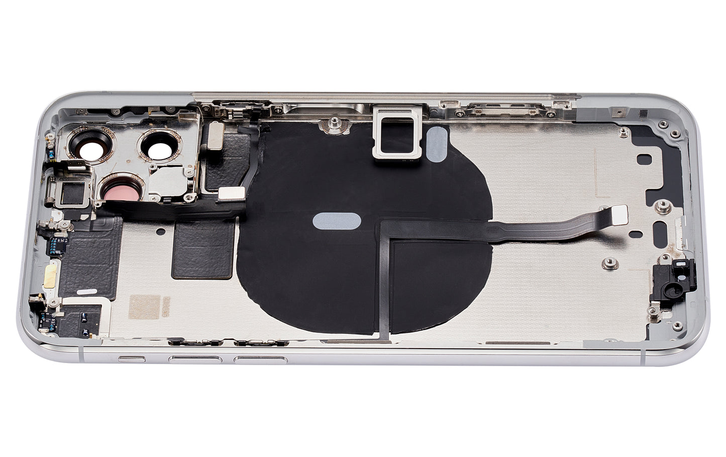 Back Housing W/ Small Components Pre-Installed For iPhone 11 Pro (No Logo) (Aftermarket Plus) (Silver)