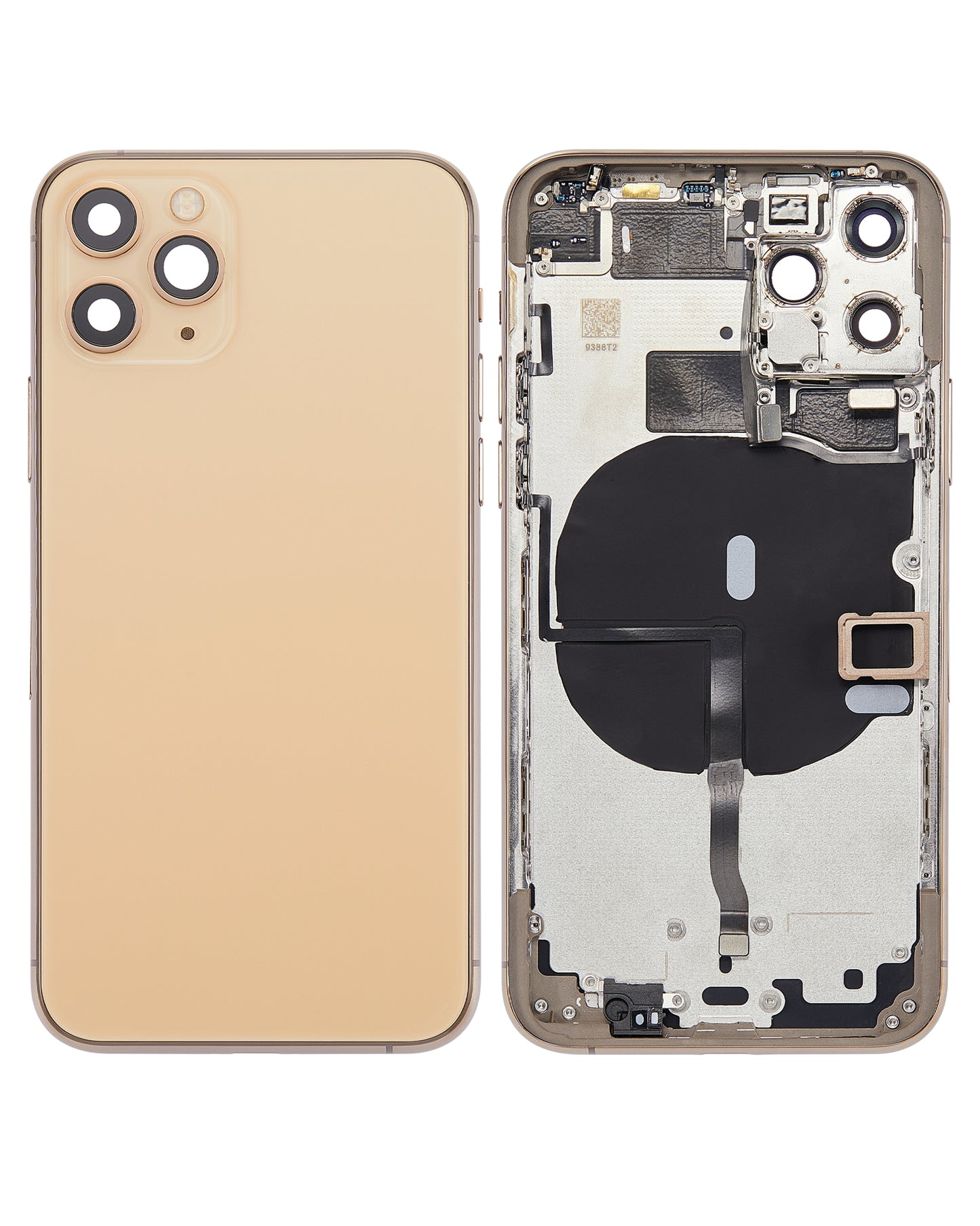 Back Housing W/ Small Components Pre-Installed For iPhone 11 Pro (No Logo) (Aftermarket Plus) (Gold)