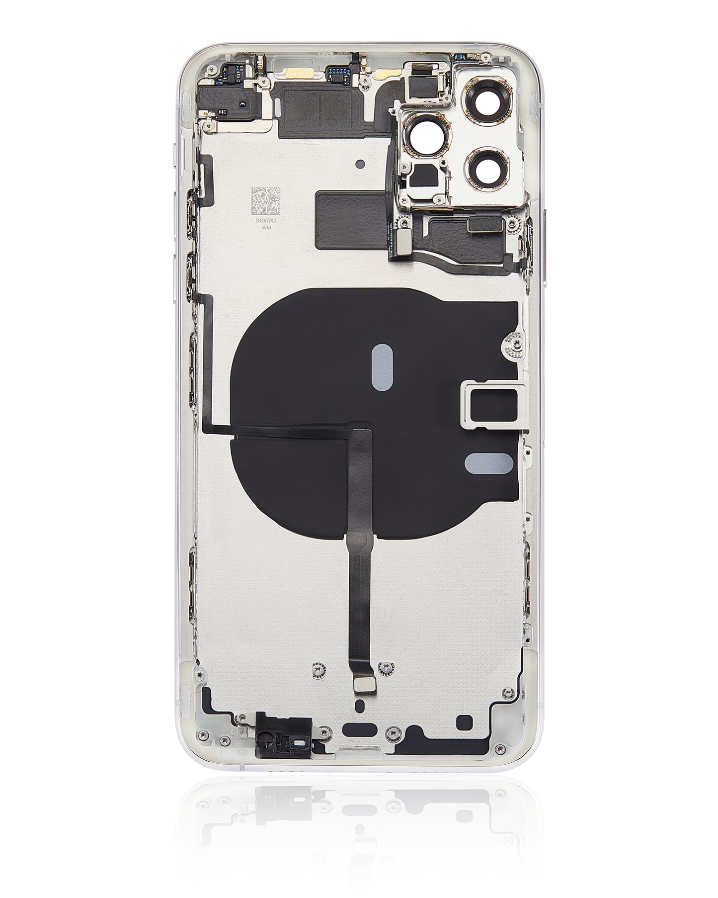Back Housing W/ Small Components Pre-Installed For iPhone 11 Pro Max (No Logo) (Aftermarket Plus) (Silver)
