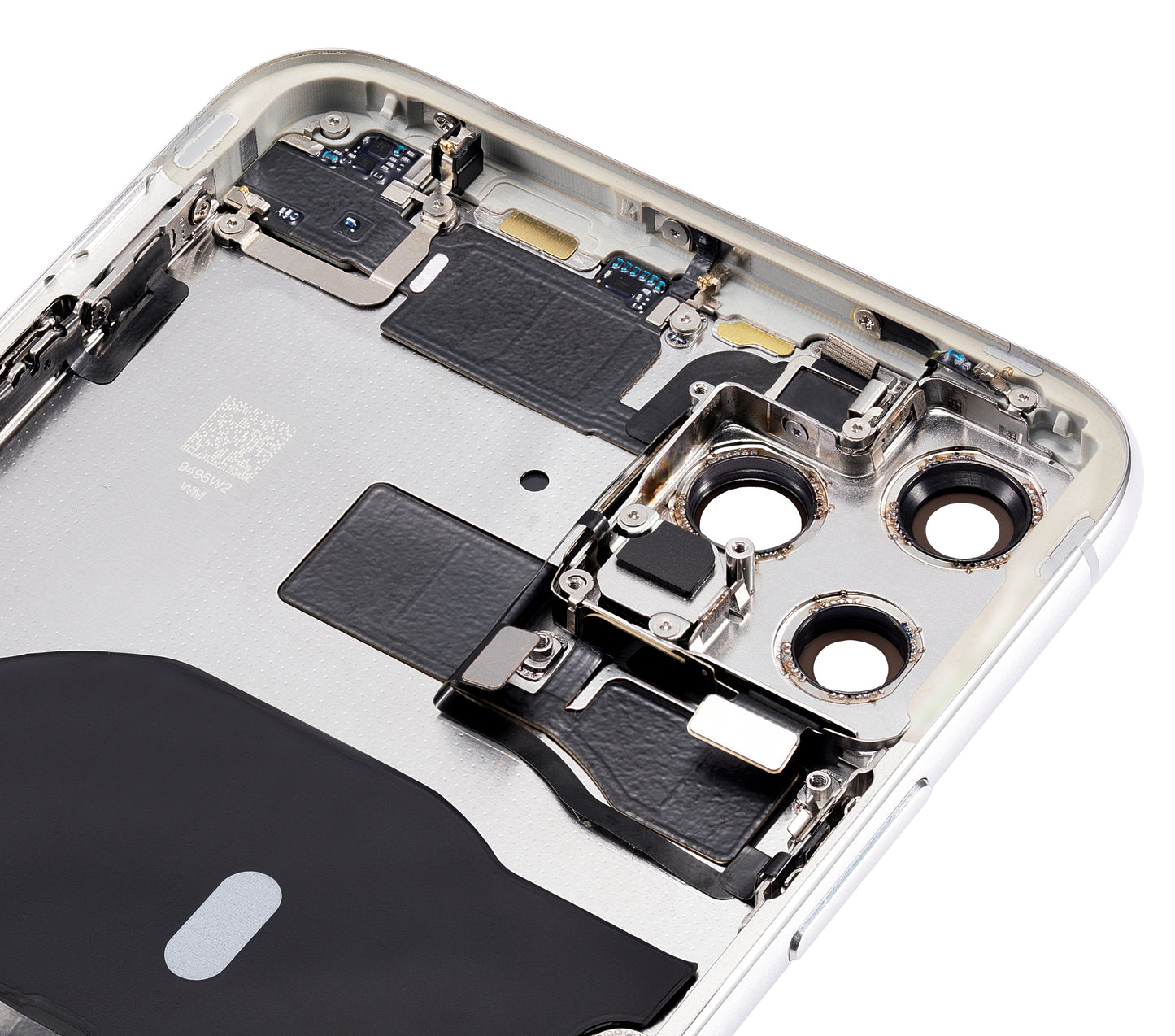 Back Housing W/ Small Components Pre-Installed For iPhone 11 Pro Max (No Logo) (Aftermarket Plus) (Silver)