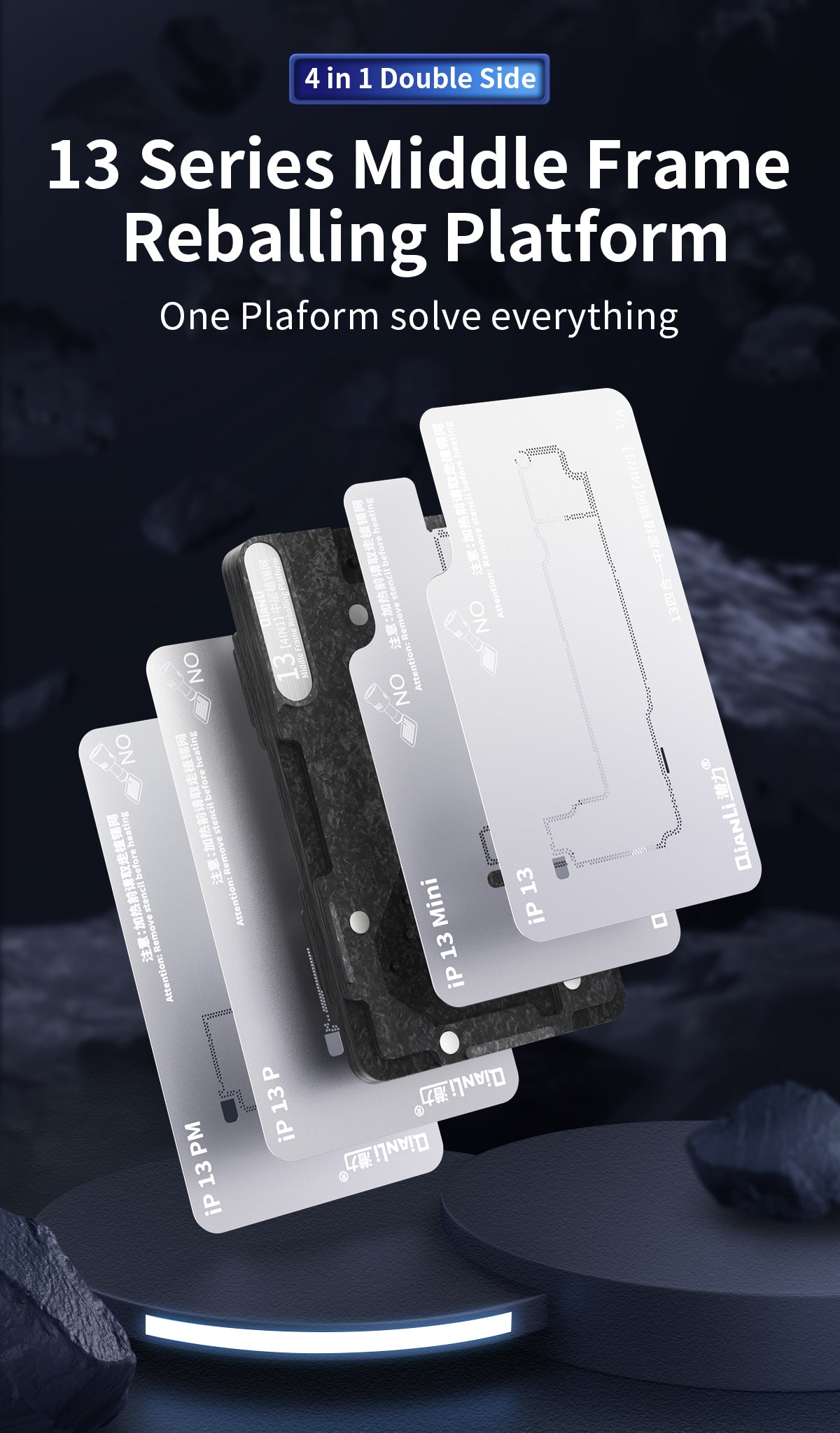 4 in 1 Middle Frame Reballing Platform (Without Cover) For iPhone 13 / 13 Mini / 13 Pro / 13 Pro Max (Qianli)