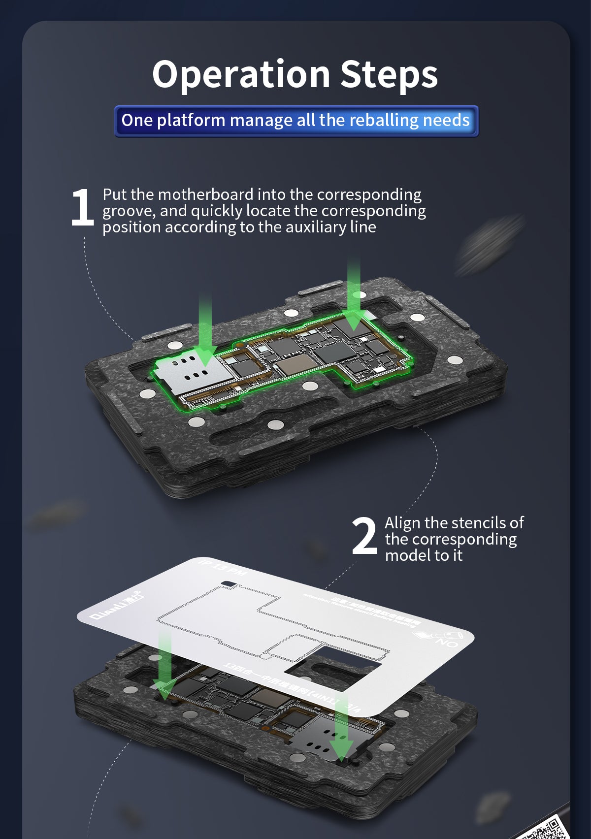 4 in 1 Middle Frame Reballing Platform (Without Cover) For iPhone 13 / 13 Mini / 13 Pro / 13 Pro Max (Qianli)