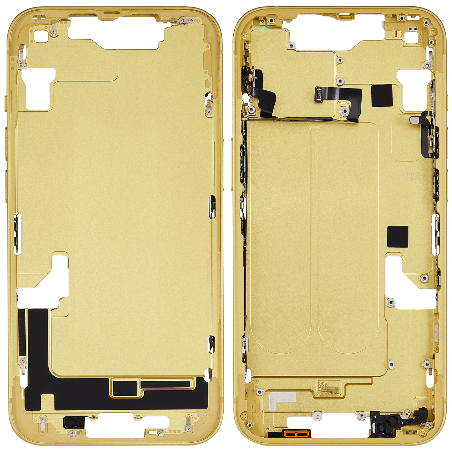 Mid-Frame Housing W/ Small Parts For iPhone 14 (EU / Global Version) (Used OEM Pull: Grade A) (Yellow)