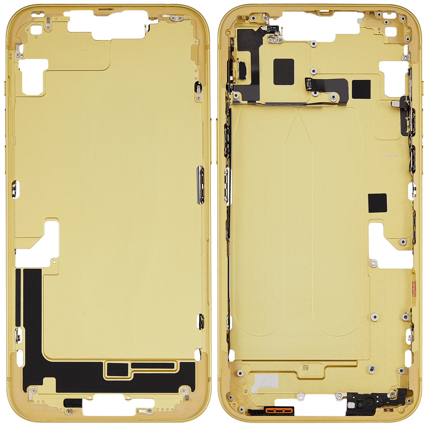 Mid-Frame Housing W/ Small Parts For iPhone 14 Plus (EU / Global Version) (Used OEM Pull: Grade A) (Yellow)