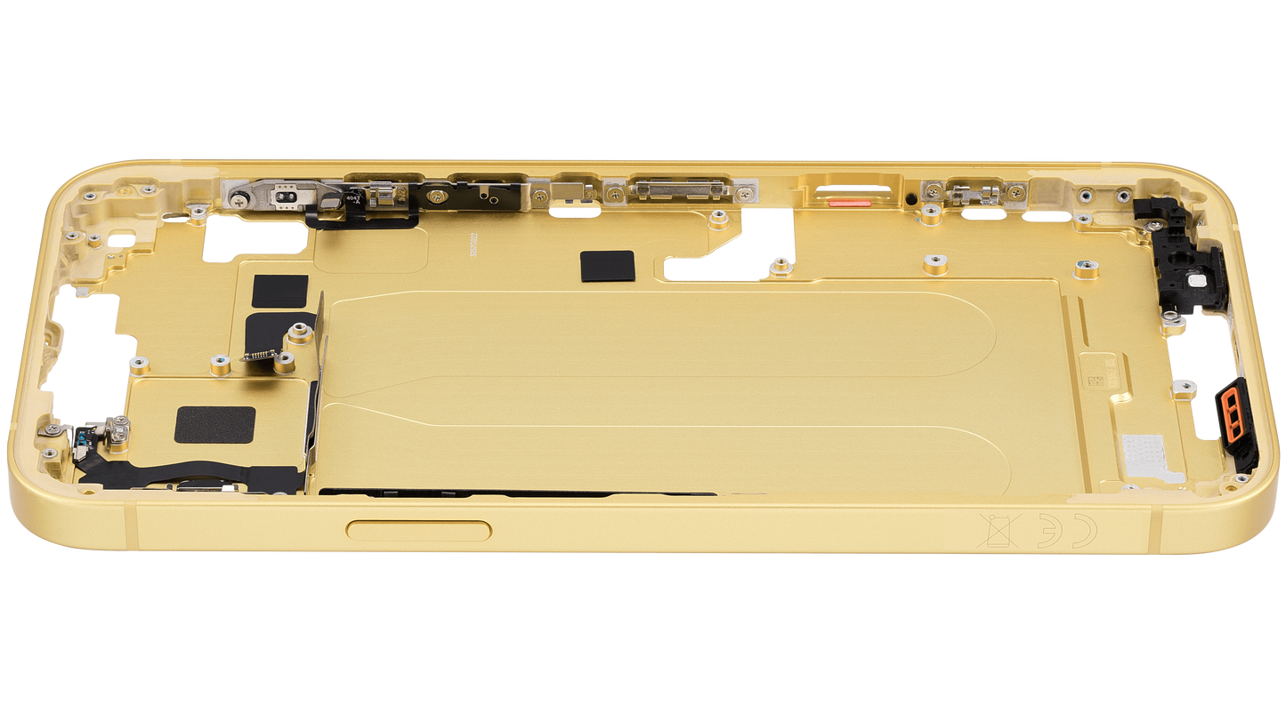 Mid-Frame Housing W/ Small Parts For iPhone 14 Plus (EU / Global Version) (Used OEM Pull: Grade A) (Yellow)