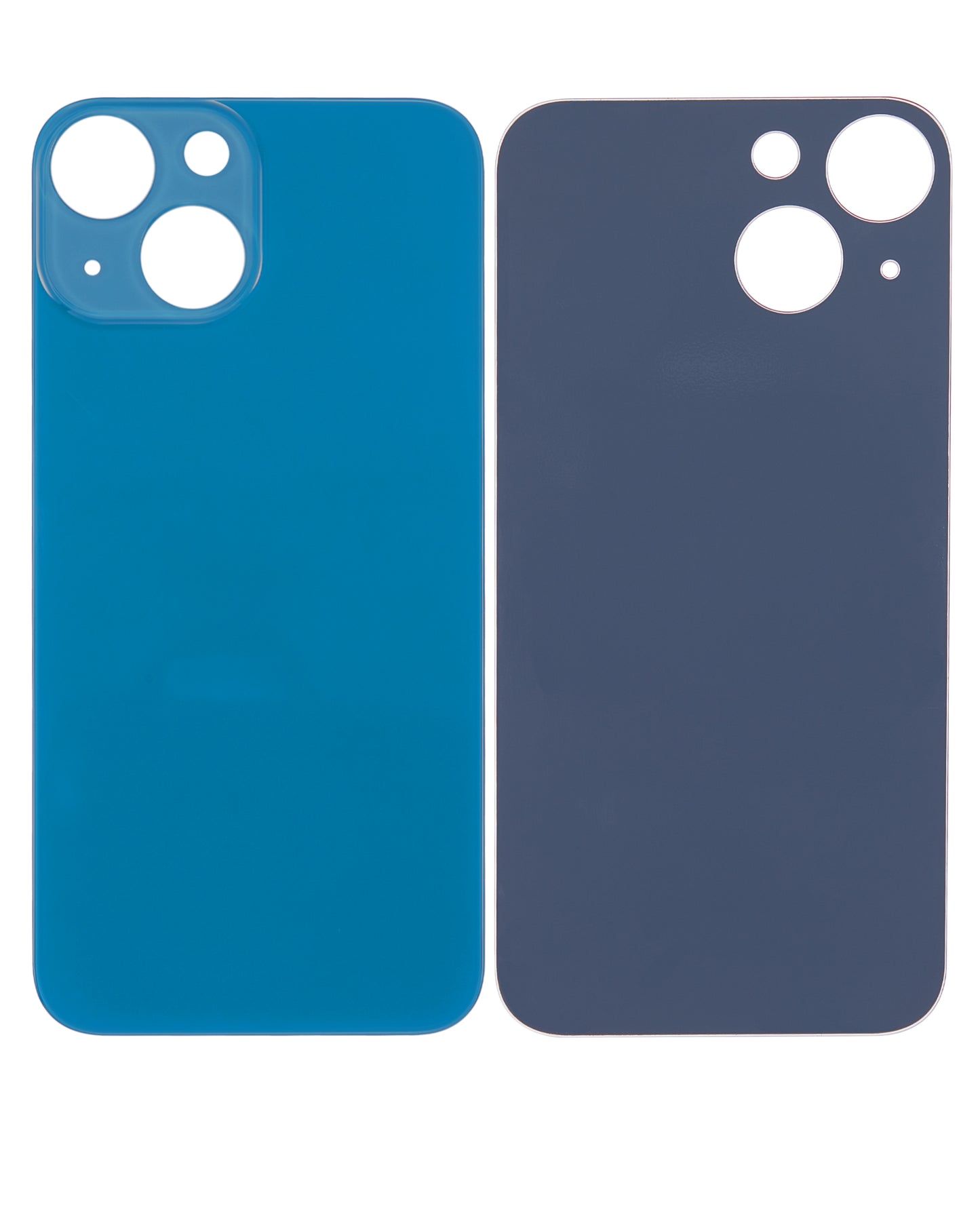 Back Glass With 3M Adhesive For iPhone 13 Mini (No Logo / Large Camera Hole) (Blue)